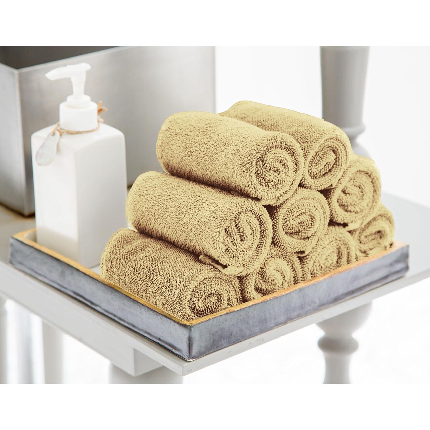 Juego de Toallas Utopia 12 Paños de Algodón Beige 30x30 cm