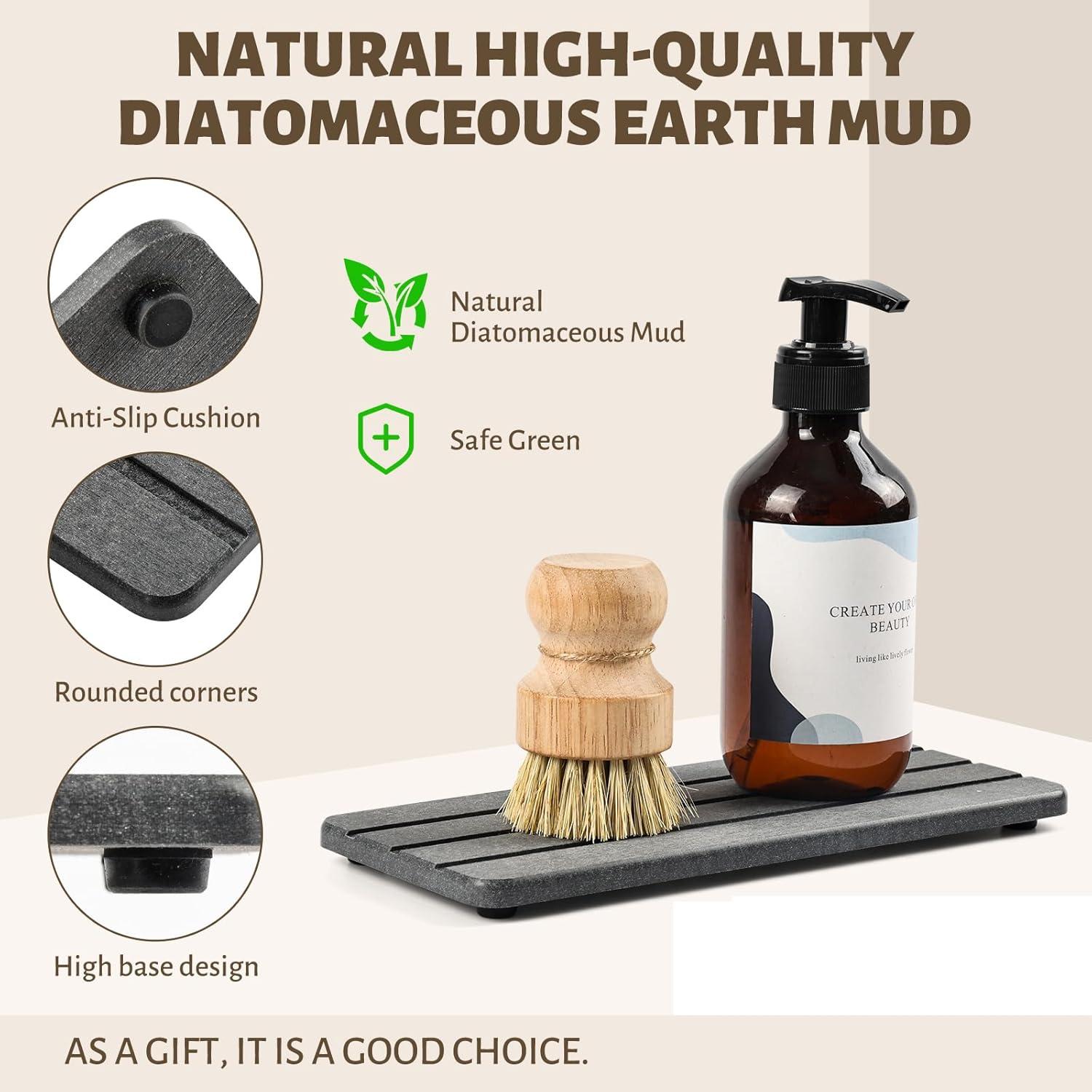 Bandeja de Baño Temoyj de Diatomita Gris 23x10 cm