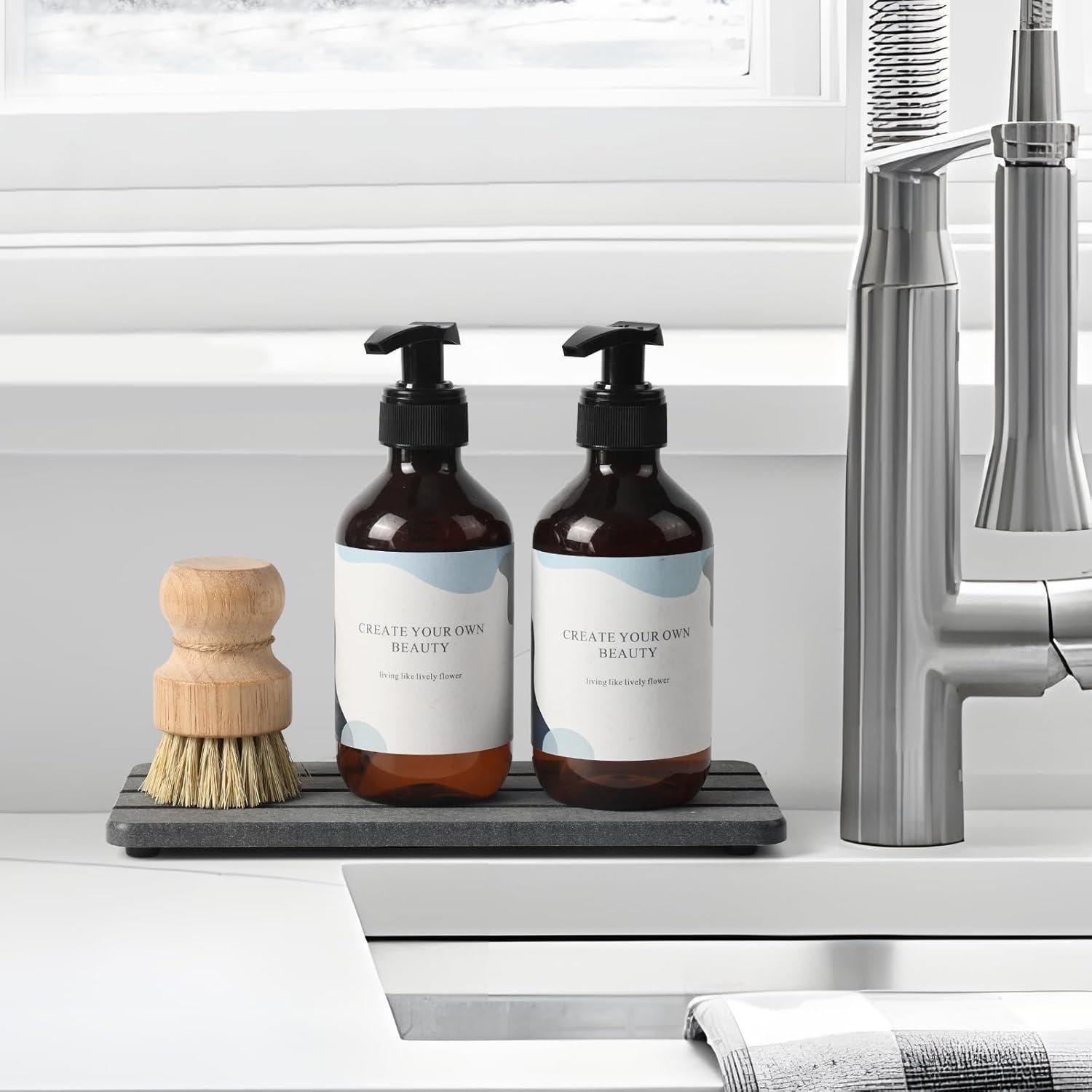 Bandeja de Baño Temoyj de Diatomita Gris 23x10 cm