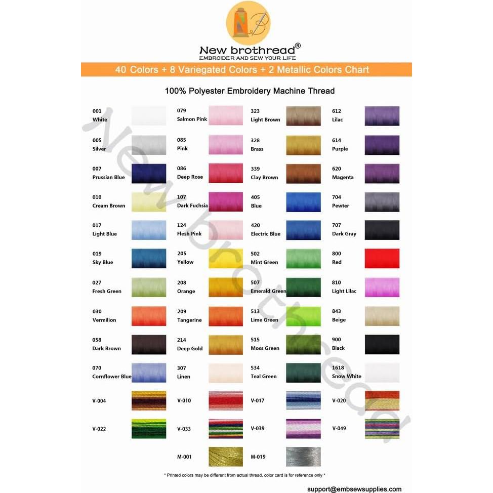 Kit de Hilos de Bordar Nuevo brothread 50 Bobinas 500m