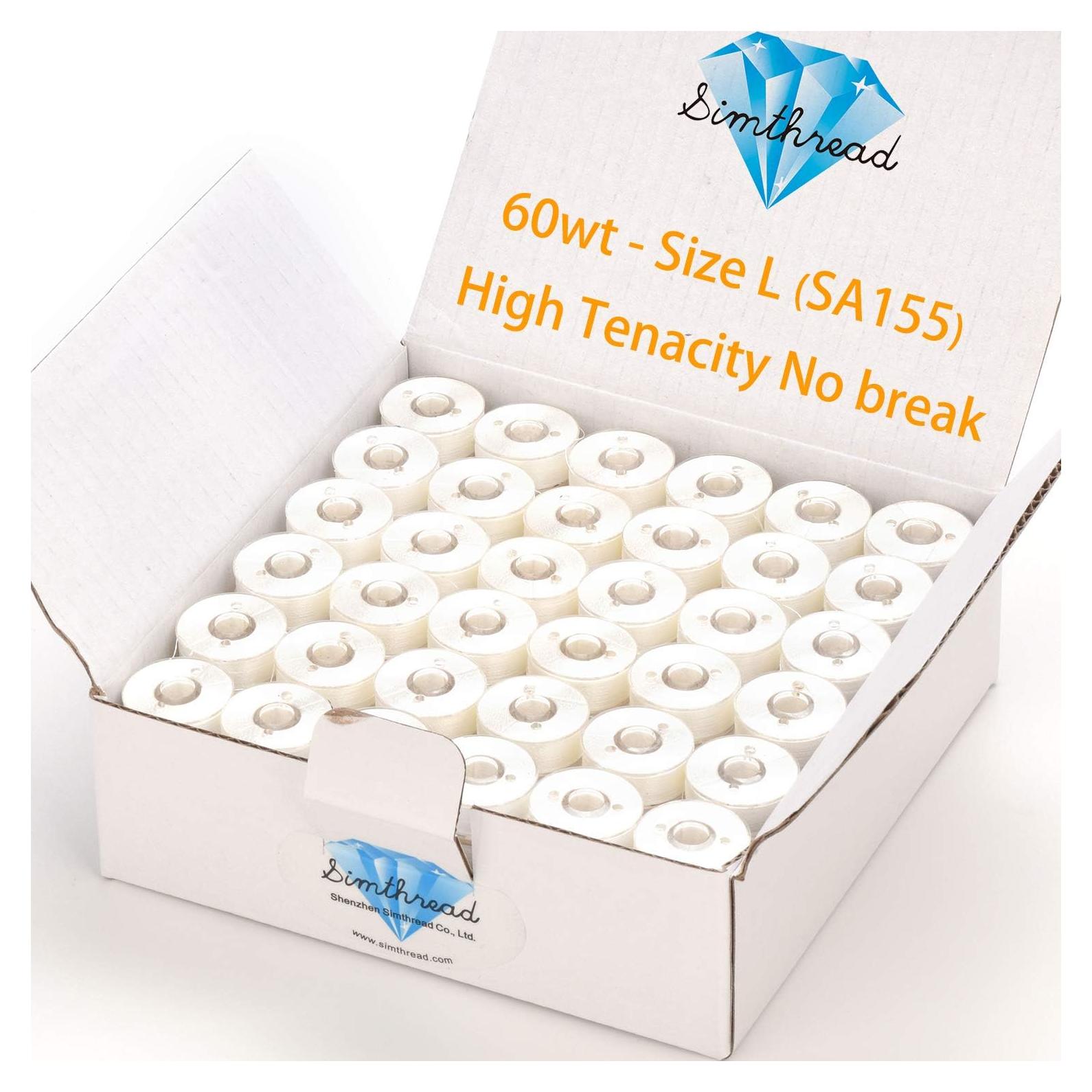 Hilo de Bobina Preenrollado Simthread 60WT L Blanco 144 Piezas