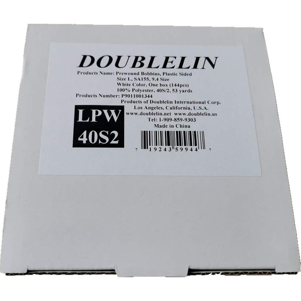 Bobina Preenhebrada DOUBLELIN L 40S/2 Blanca 144pcs para Coser