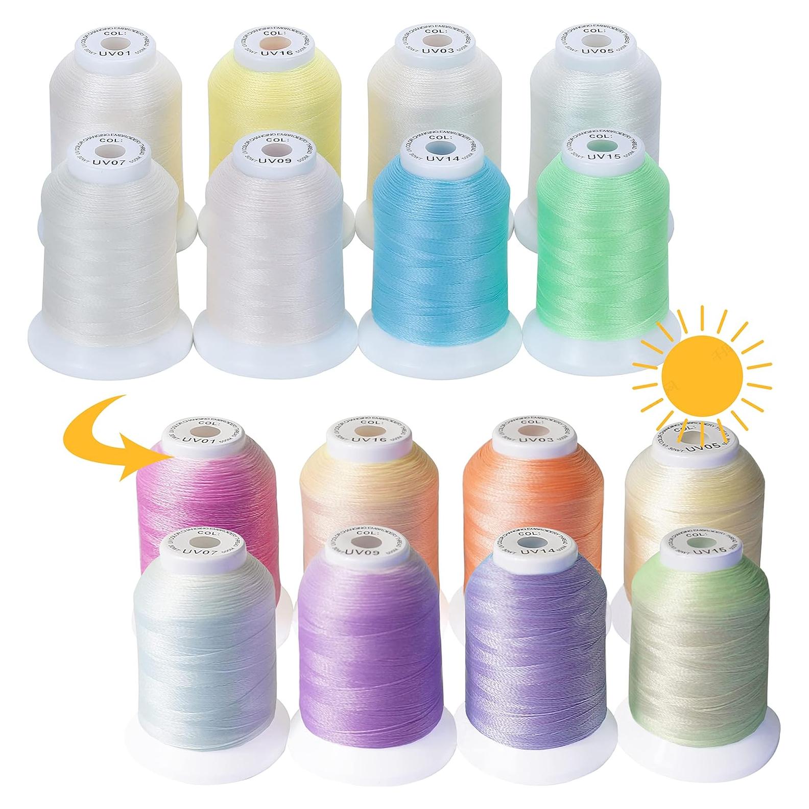 Kit de Hilos de Bordado UV New brothread 8 Colores 500m