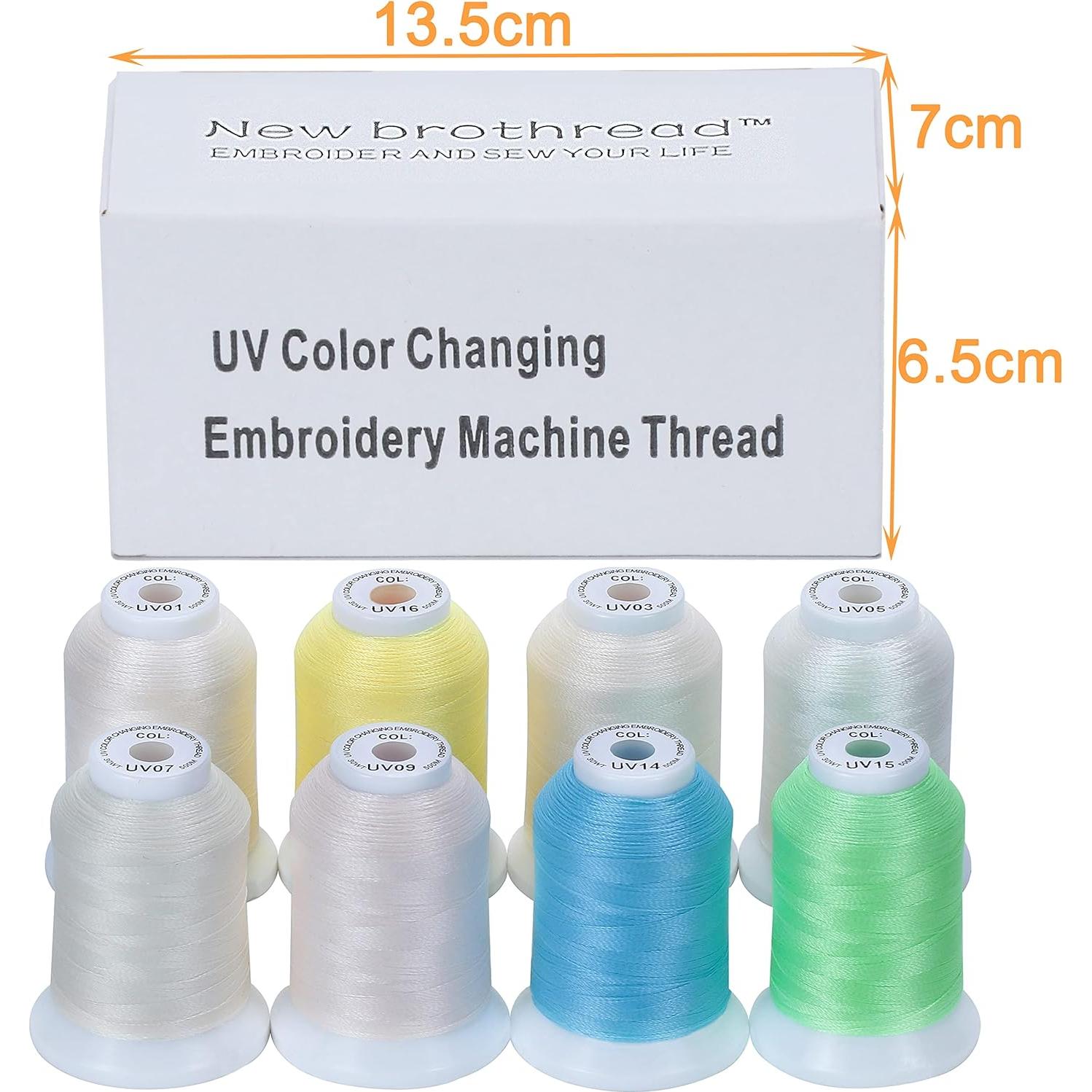 Kit de Hilos de Bordado UV New brothread 8 Colores 500m