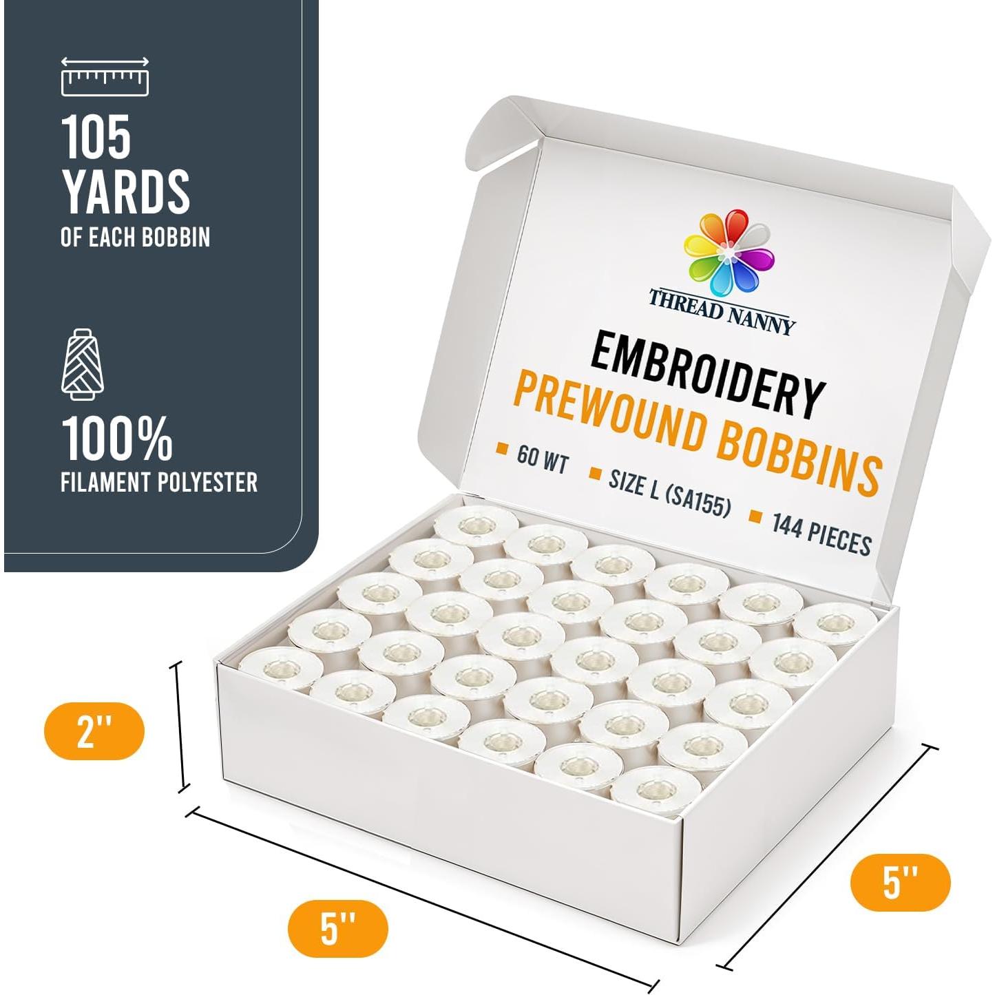 Hilo de Bordar ThreadNanny 144pcs Poliester Blanco L SA155