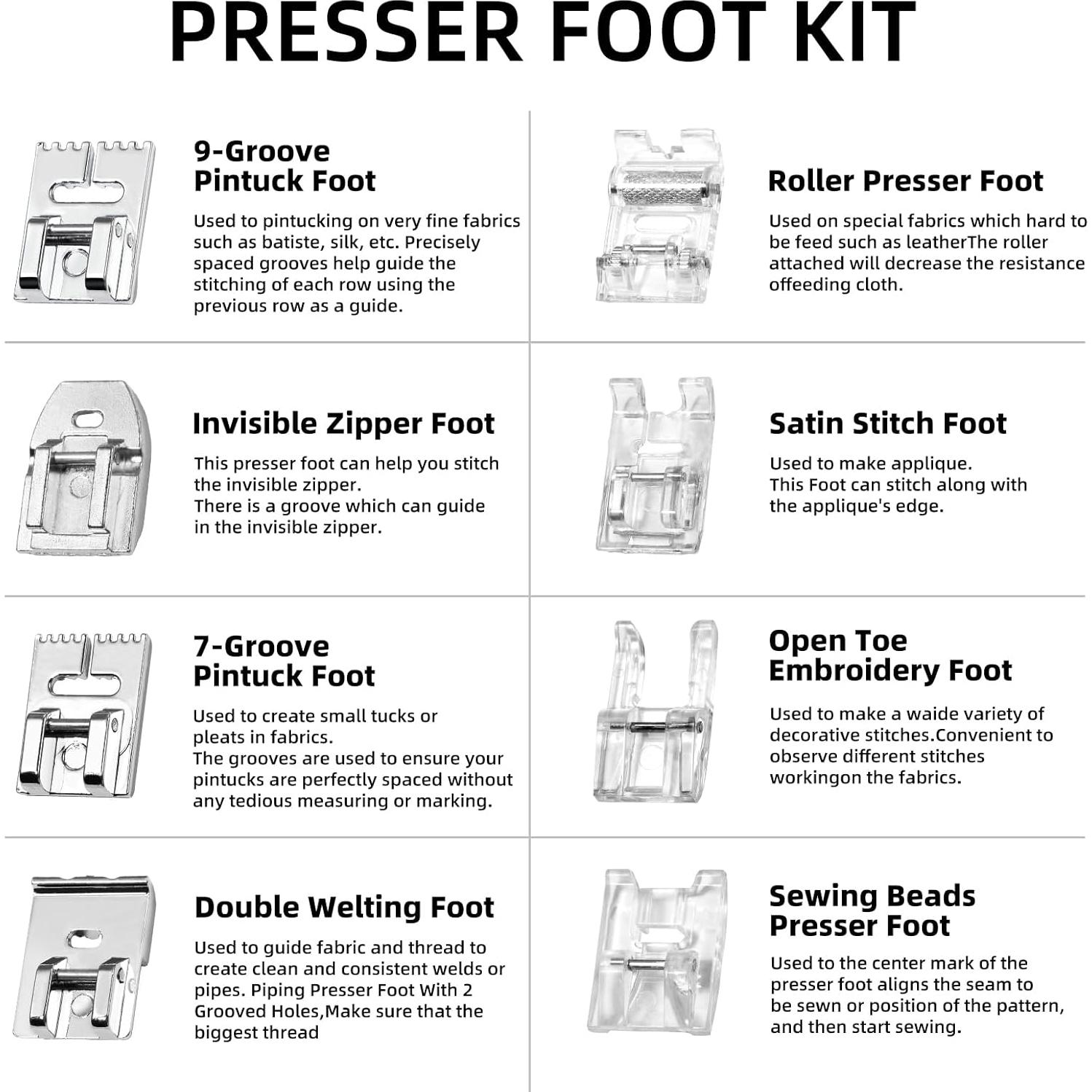 Juego de 16 Patas de Prensatelas Tatiwoo para Máquina de Coser