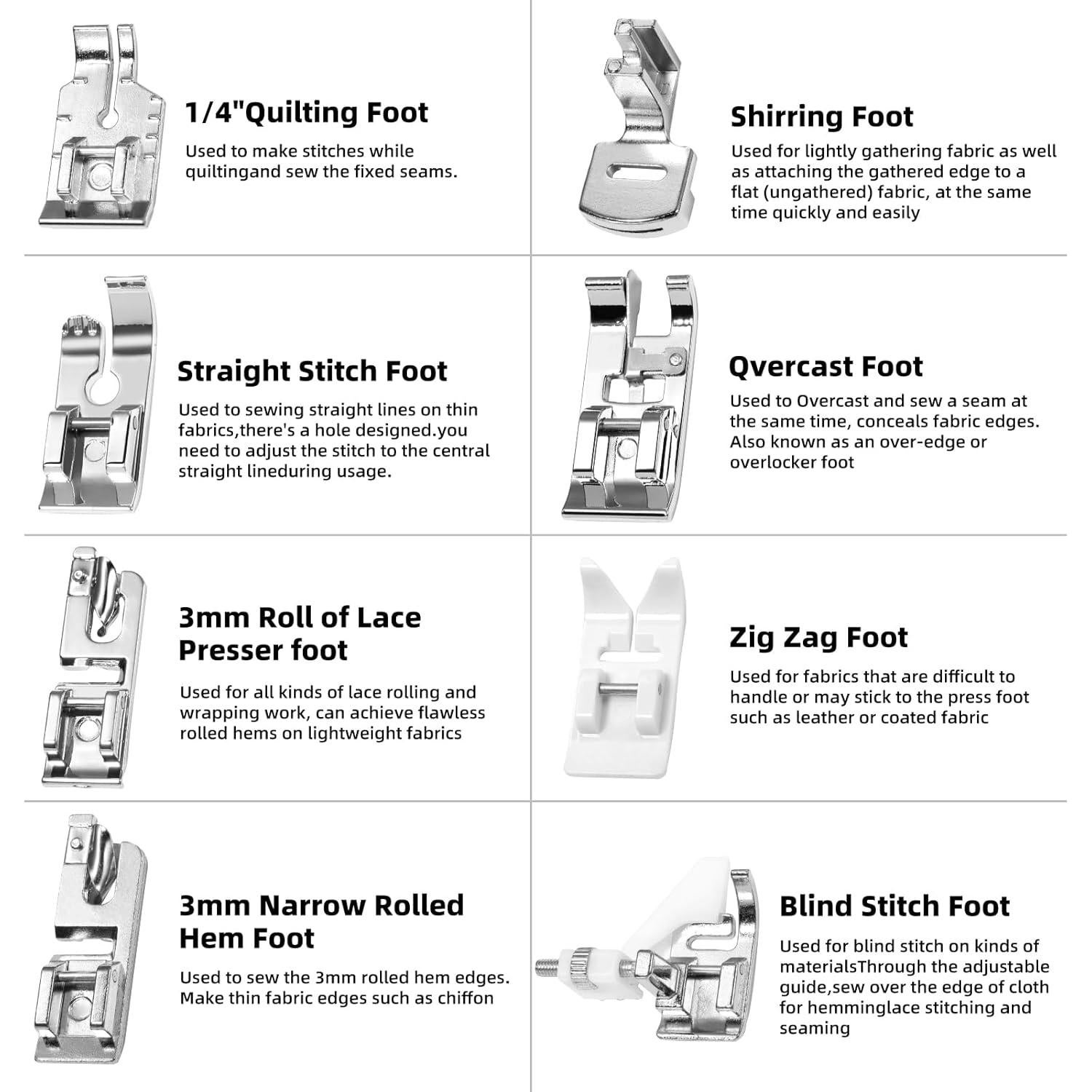 Juego de 16 Patas de Prensatelas Tatiwoo para Máquina de Coser