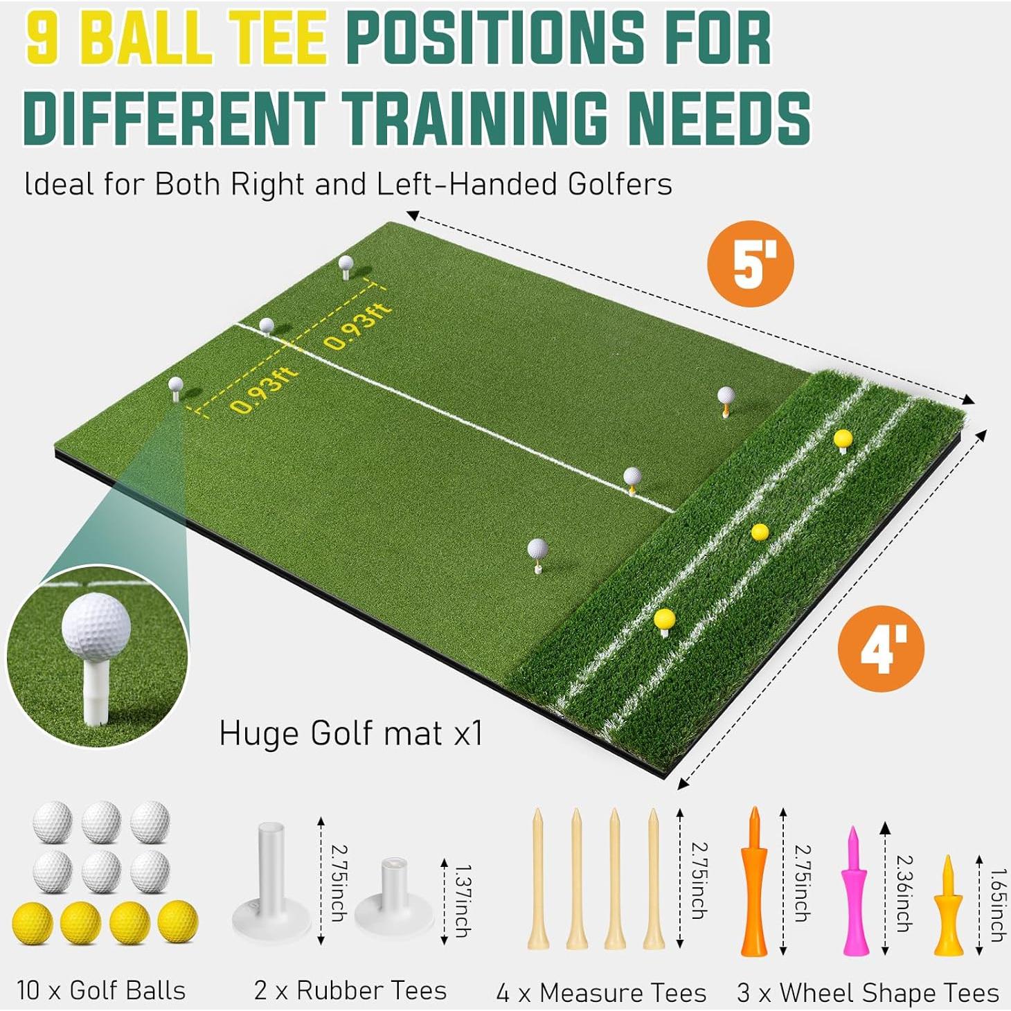 Alfombra de Golf WOVUO 5x4 ft con Tees y Accesorios