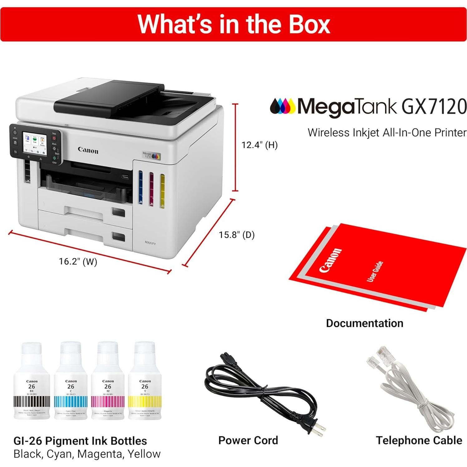 Impresora Todo-en-Uno Inalámbrica Canon GX7120, 12.95 kg