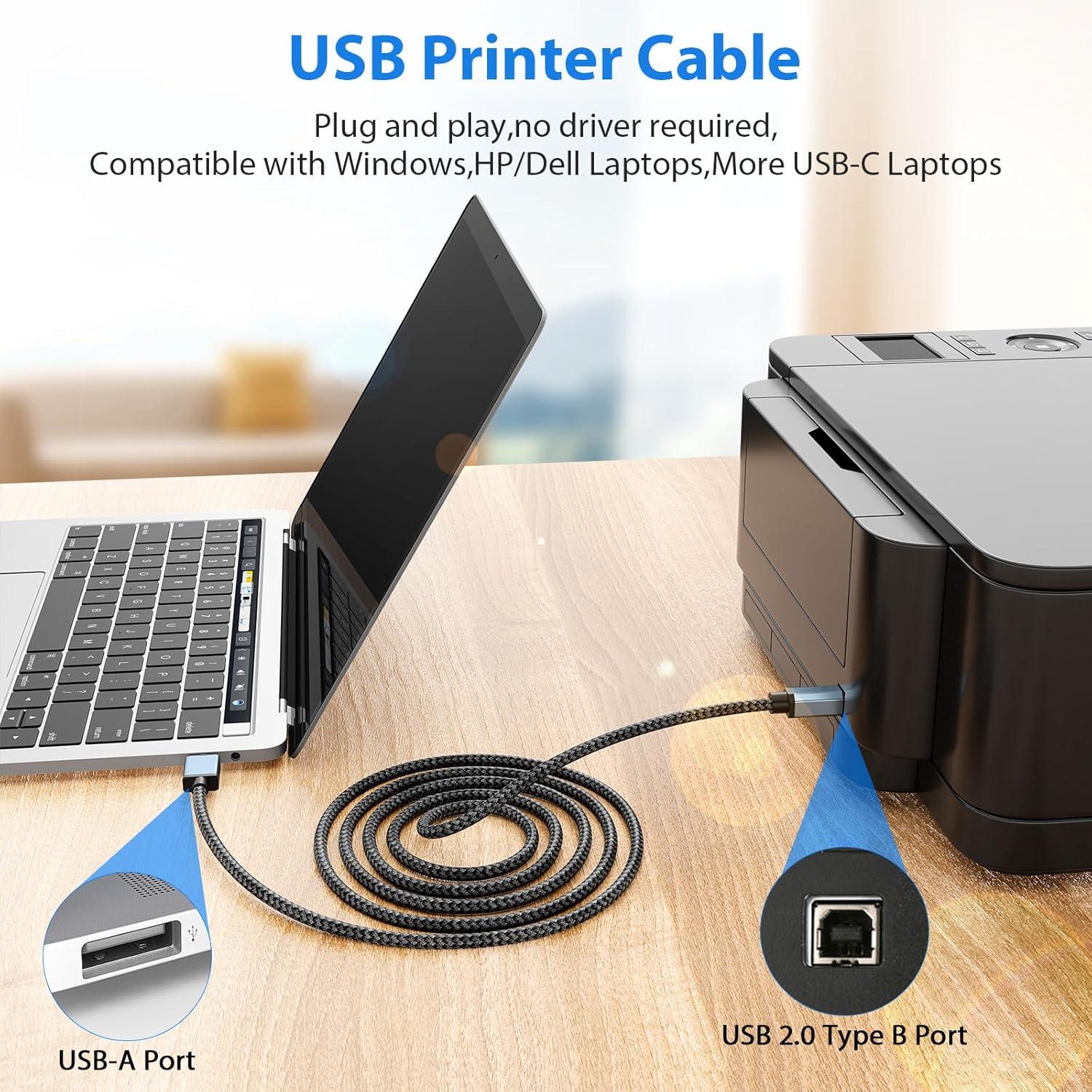 Cable de Impresora USB A a USB B 10 pies AIAUXAI