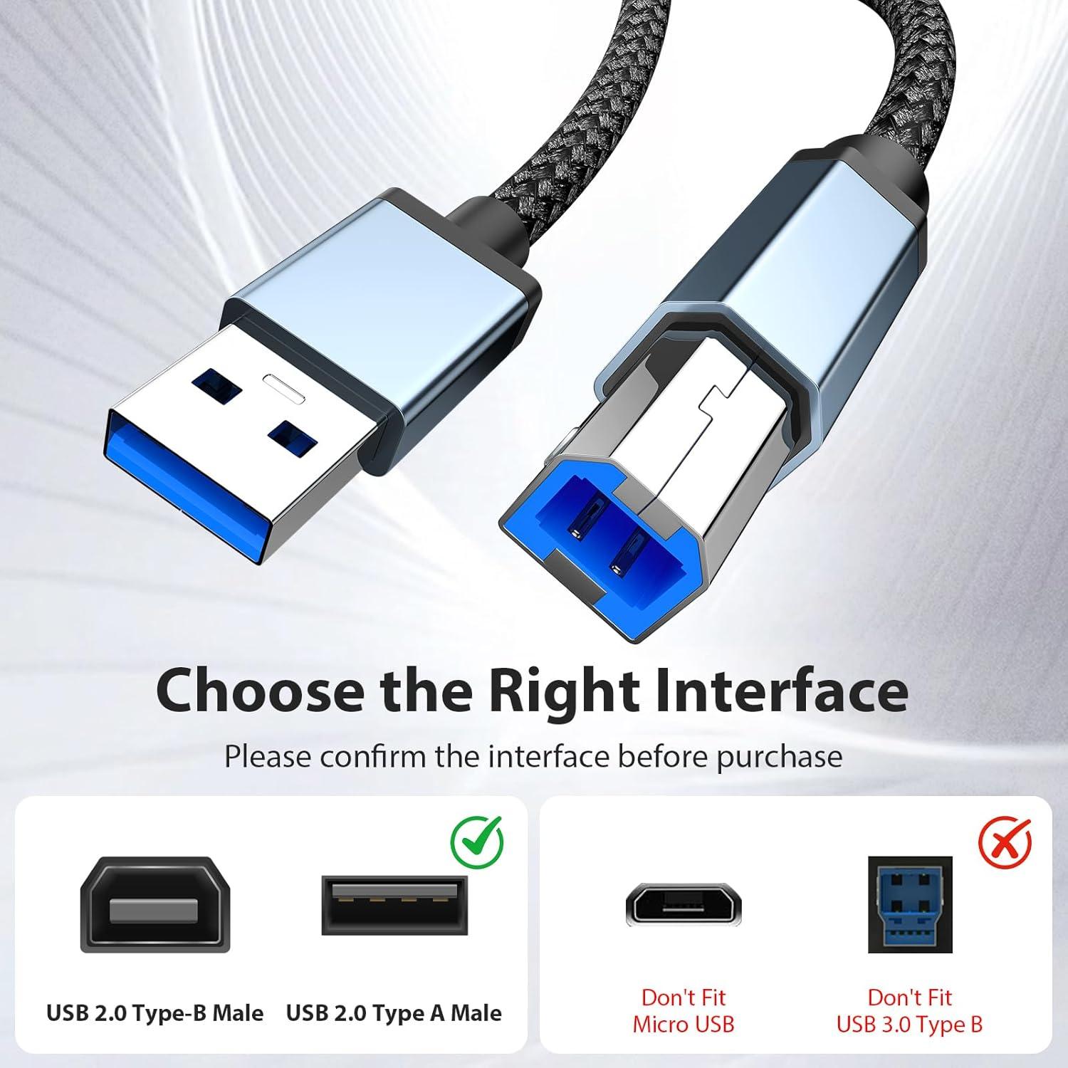 Cable de Impresora USB A a USB B 10 pies AIAUXAI