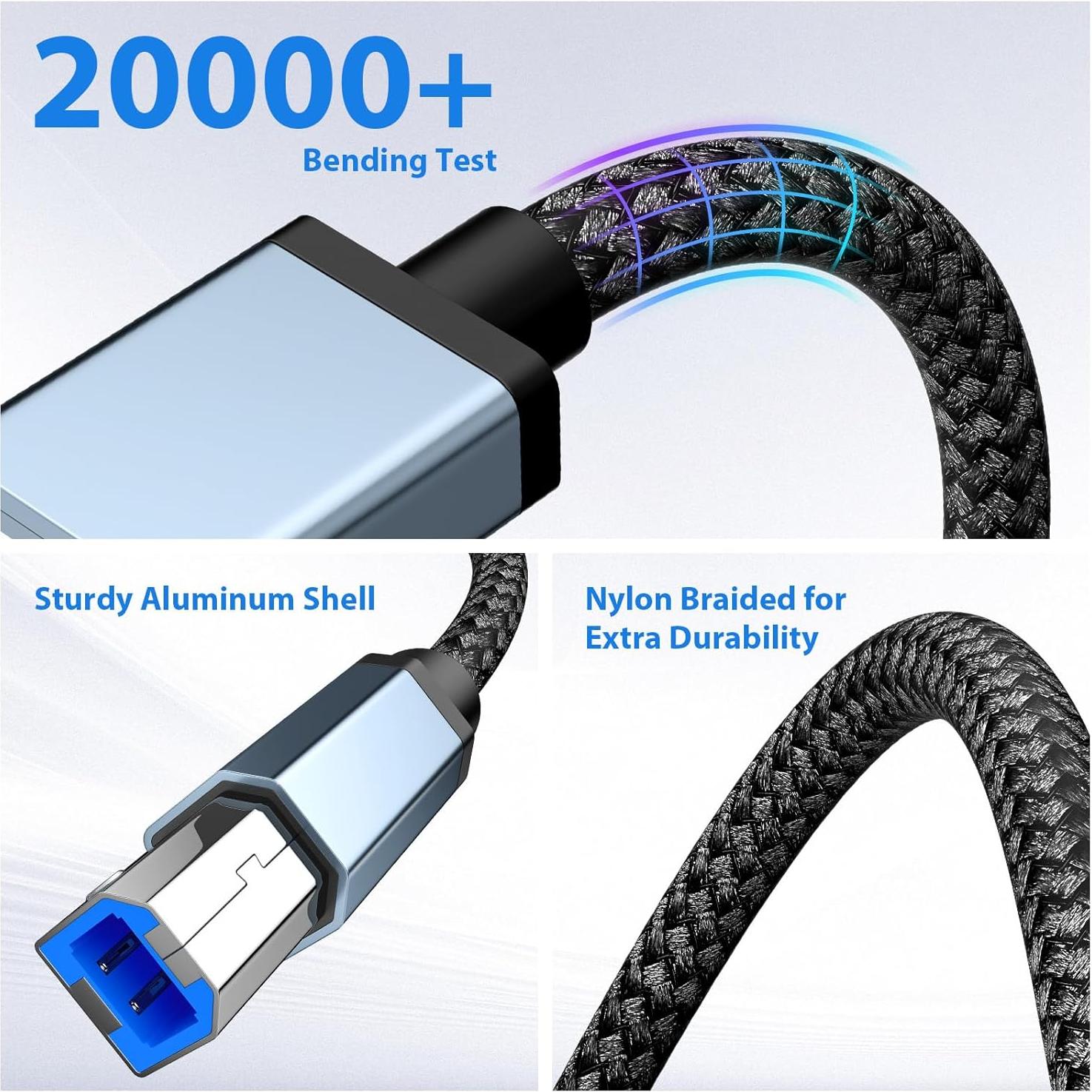 Cable de Impresora USB A a USB B 10 pies AIAUXAI