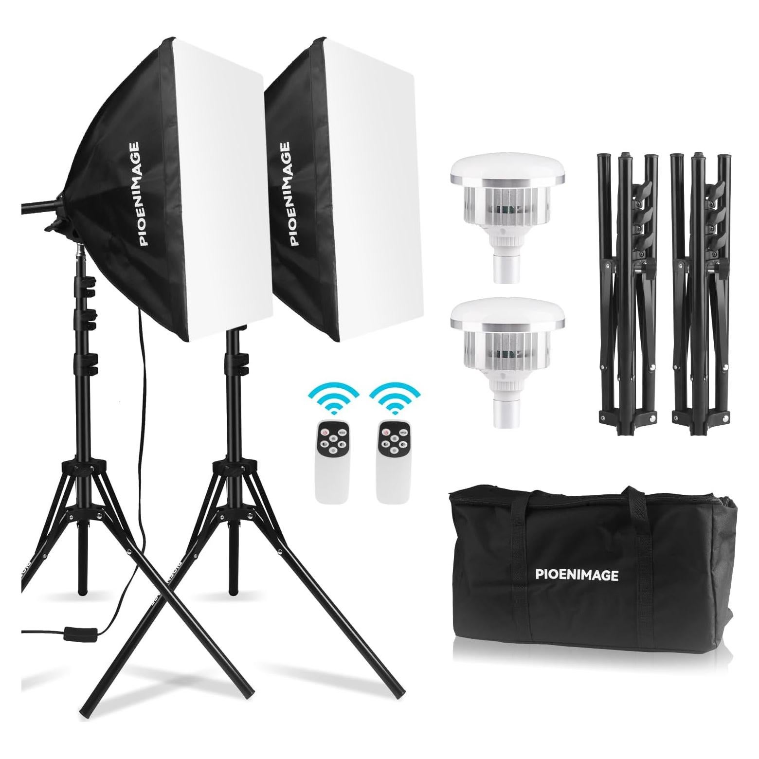 Kit de Iluminación Softbox PIOENIMAGE 43x43cm 85W LED