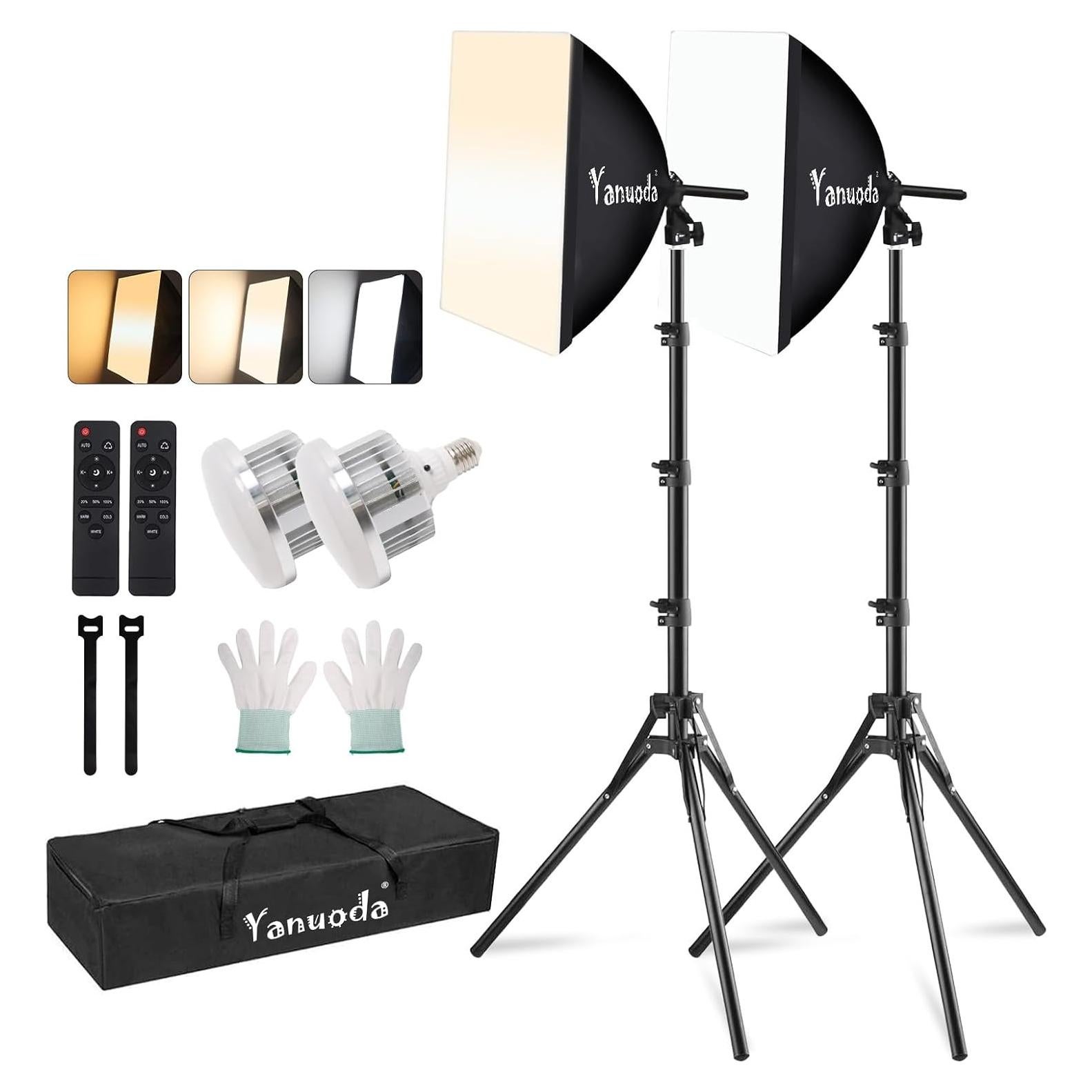Kit de Iluminación Softbox Yanuoda 2x95W LED Ajustable 3000K-7500K
