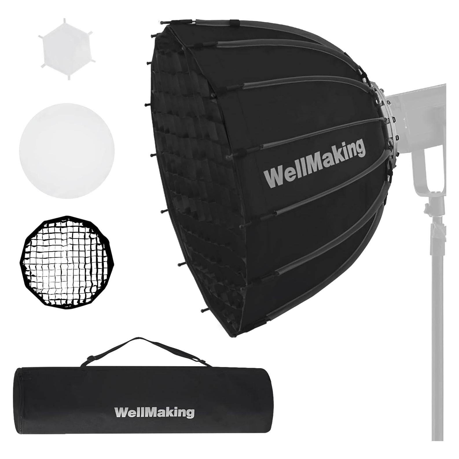 Softbox Parabólico Dodecágono WELLMAKING 65cm 16K con Difusores
