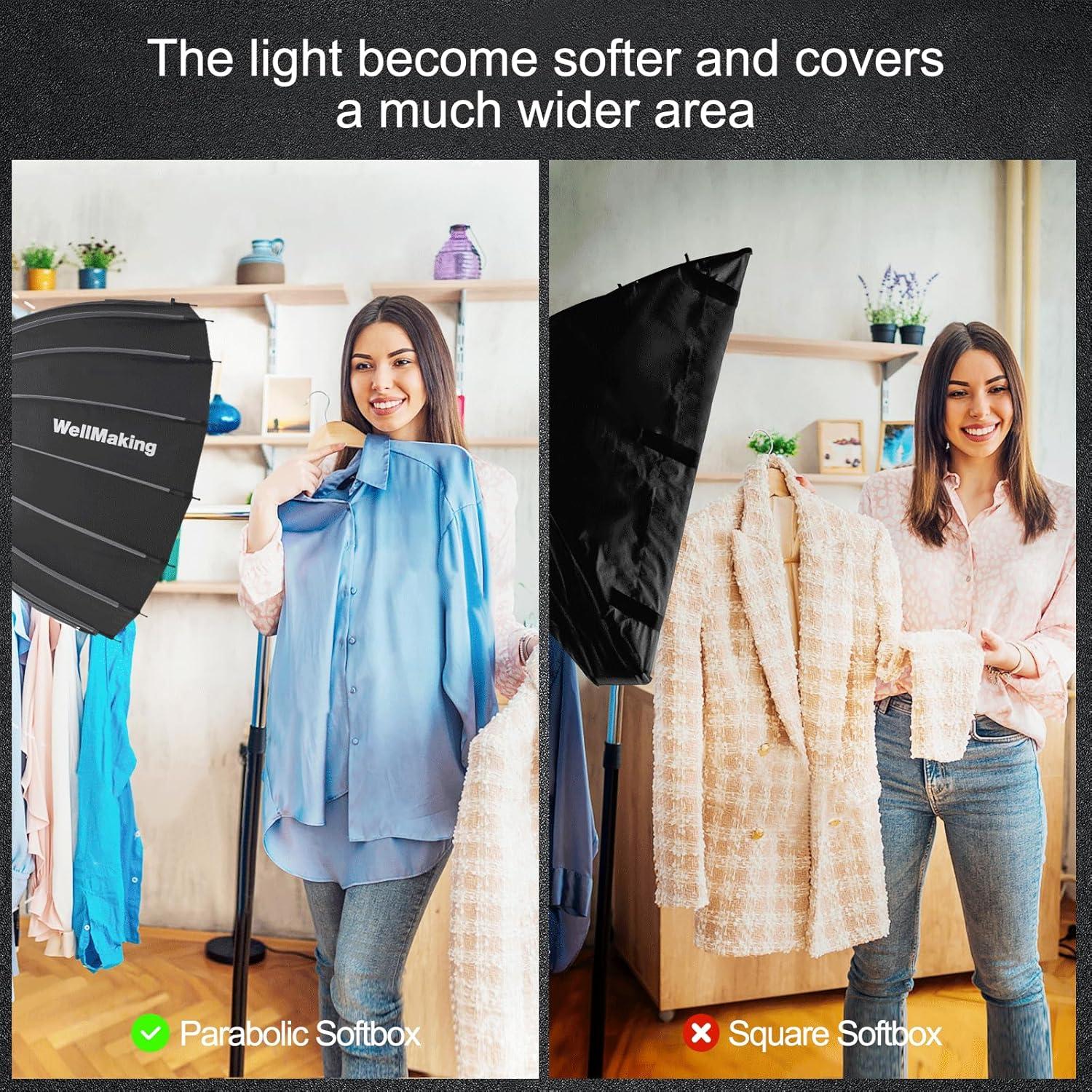 Softbox Parabólico Dodecágono WELLMAKING 65cm 16K con Difusores