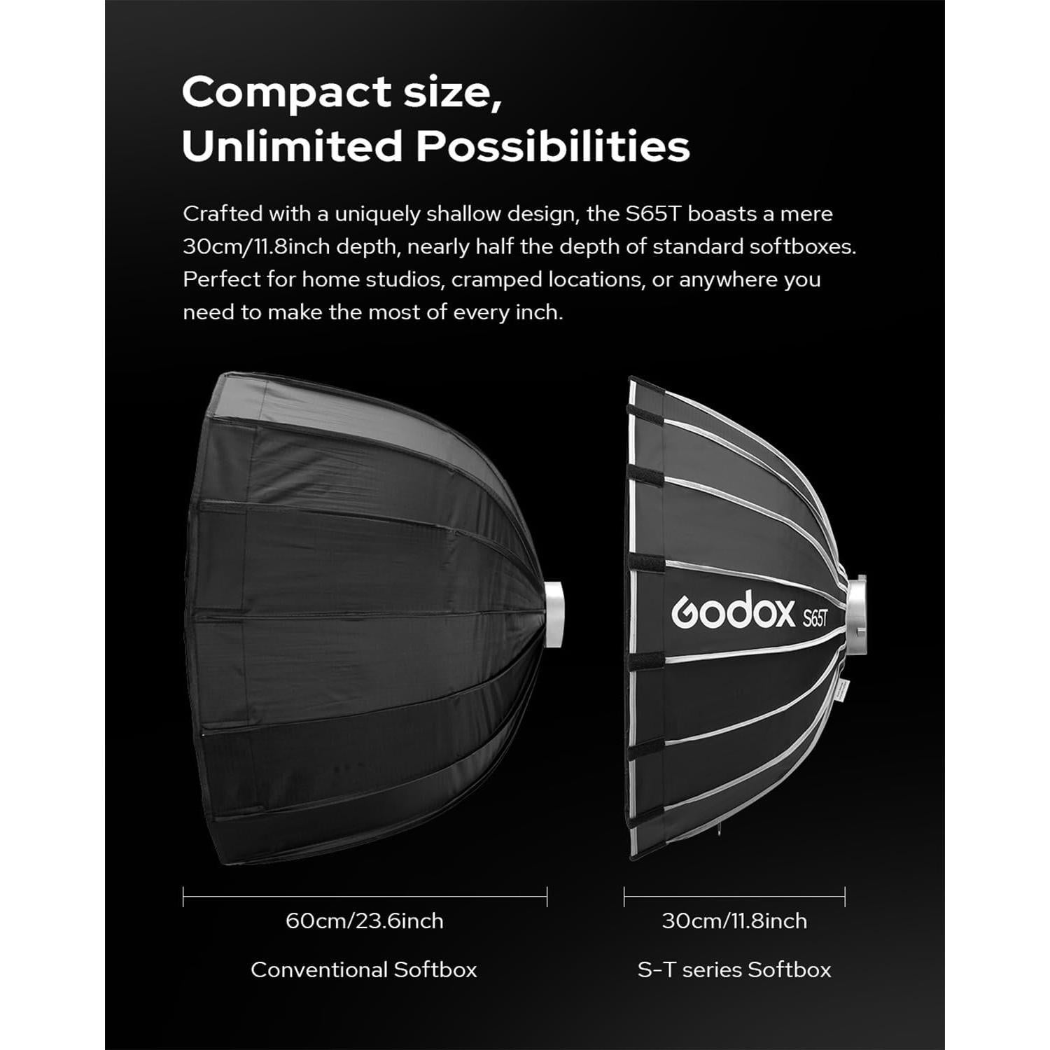 Godox Softbox S65T 65cm con Grid Montaje Bowens Portátil