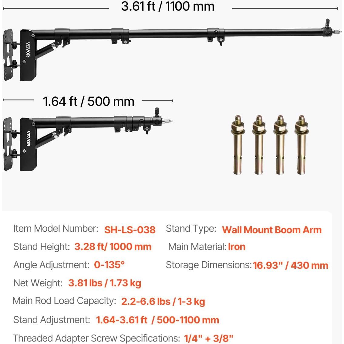 Brazo de Montaje en Pared VEVOR 100 cm Ajustable 3 kg