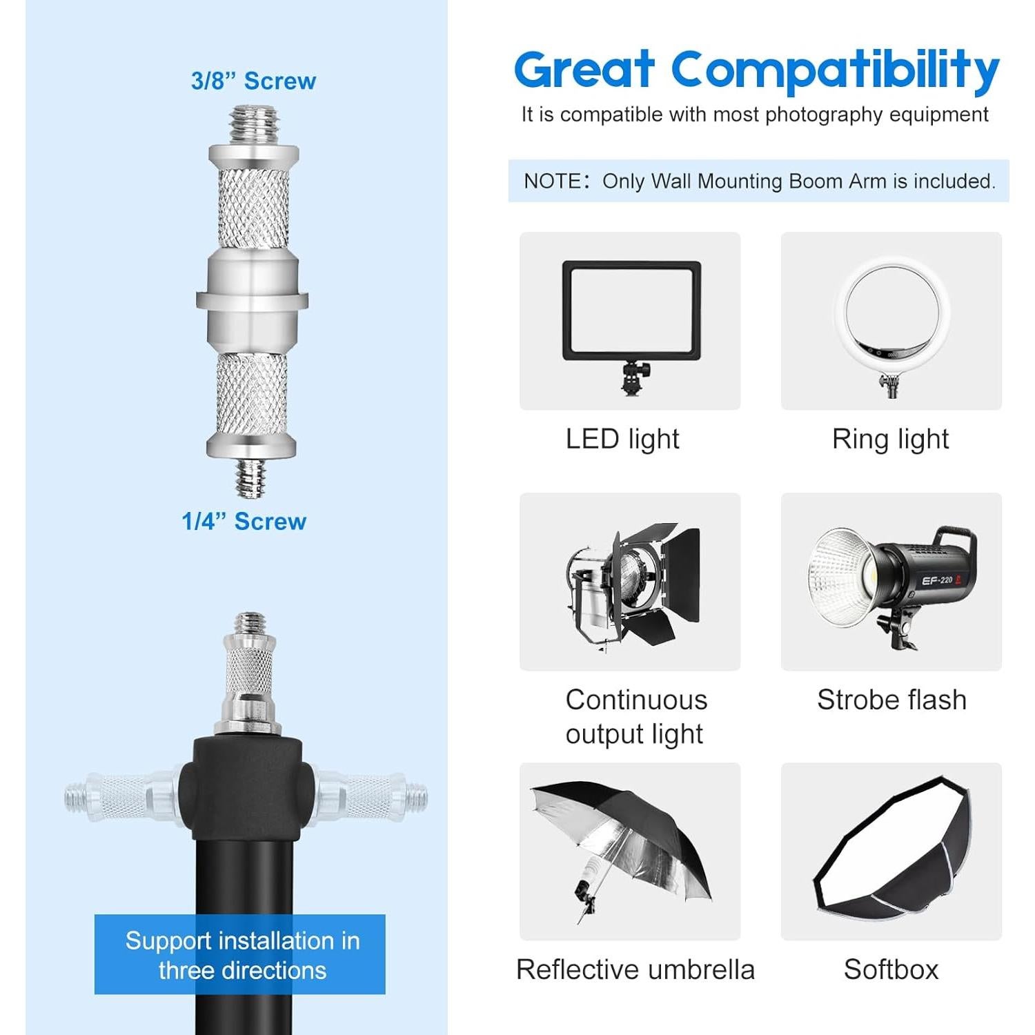 Soporte de Pared Triangular Aiuca 110cm para Luz de Anillo