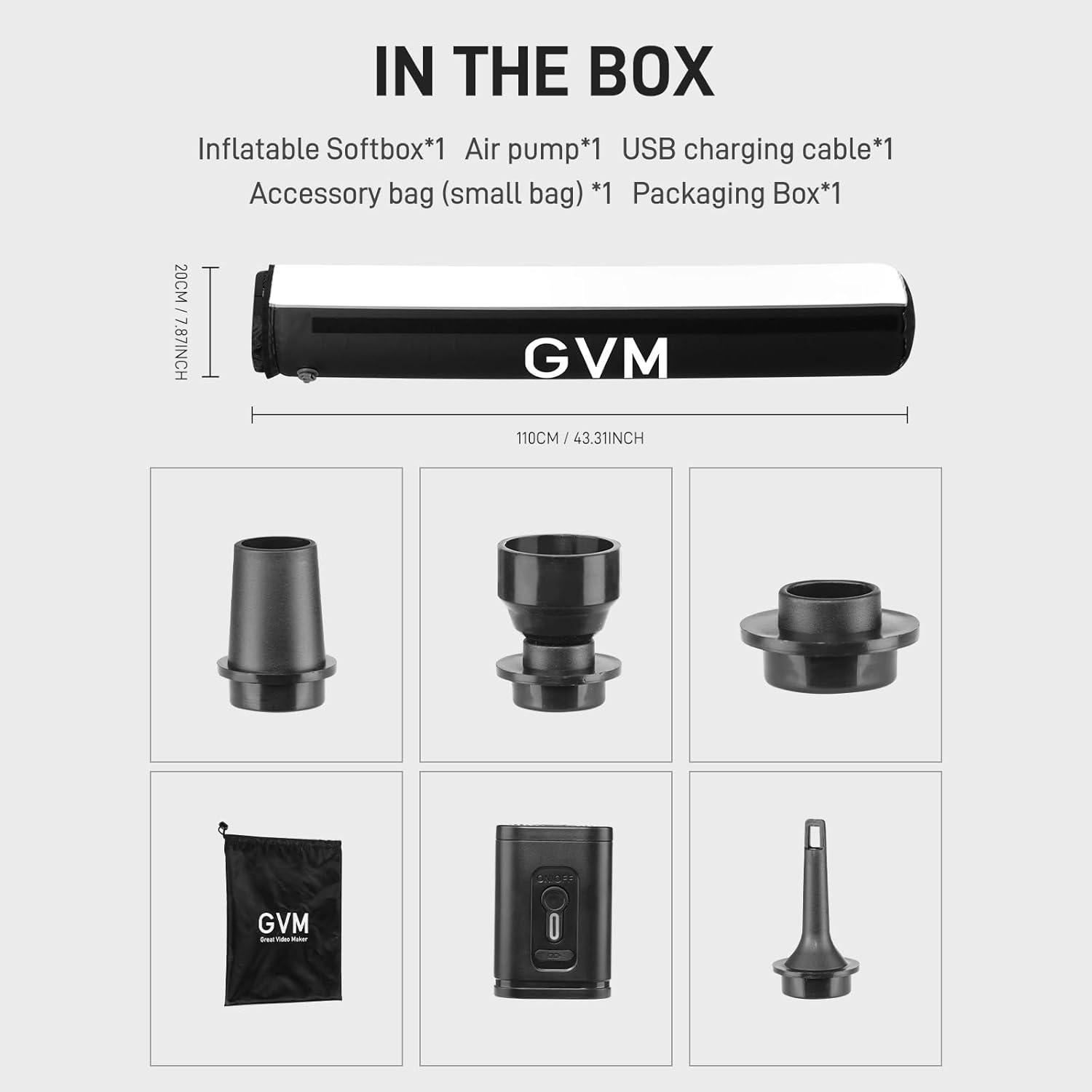 Softbox Inflable Plegable GVM 110cm para Luces Bowens