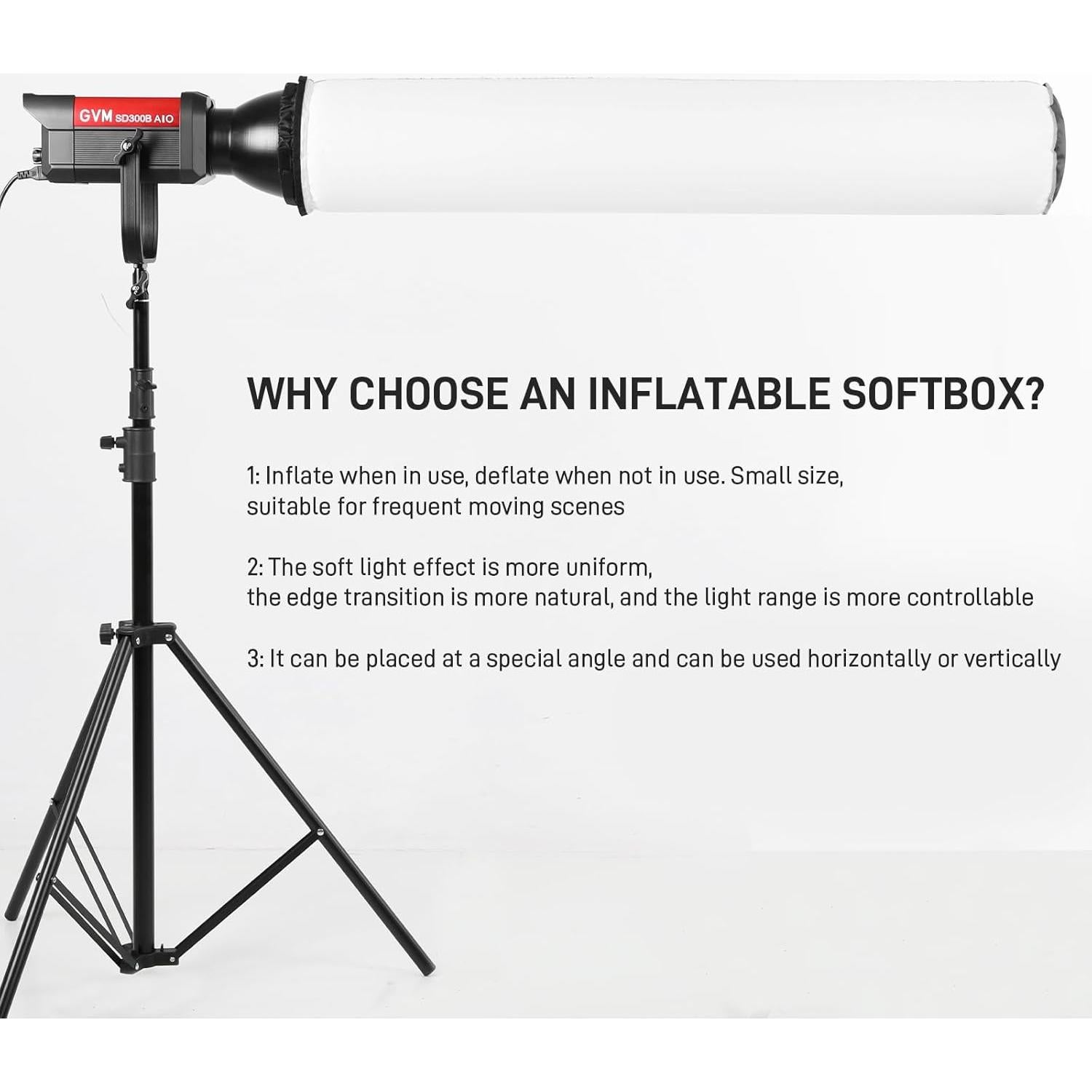 Softbox Inflable Plegable GVM 110cm para Luces Bowens