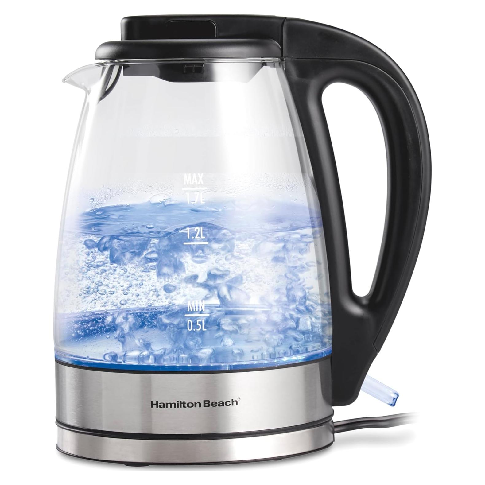 Hervidor Eléctrico Hamilton Beach 1.7L Vidrio Transparente