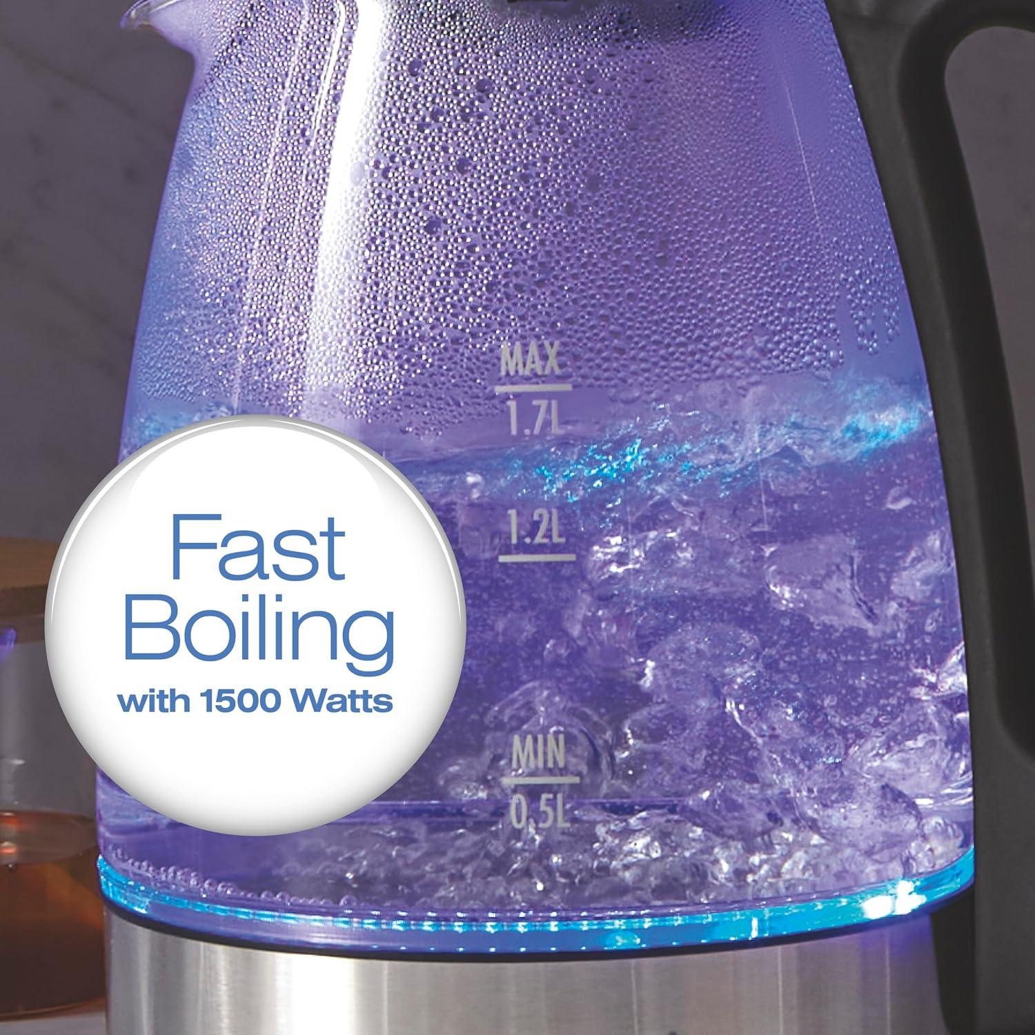 Hervidor Eléctrico Hamilton Beach 1.7L Vidrio Transparente