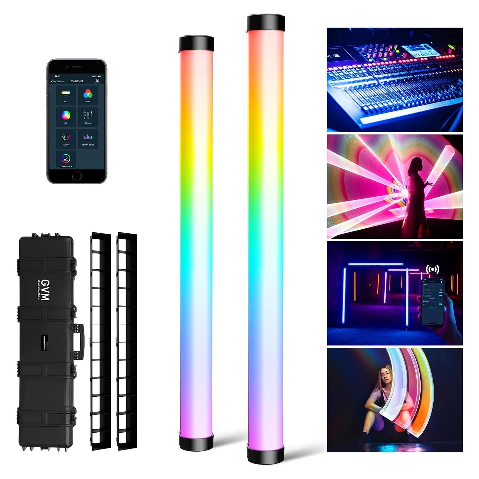 Luz de Tubo RGB GVM BD25R con Softbox y Control APP, 25W