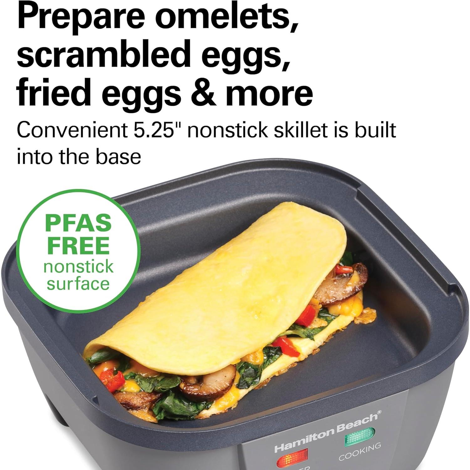 Cocedor de Huevos Eléctrico Hamilton Beach 25510 6 en 1 Gris