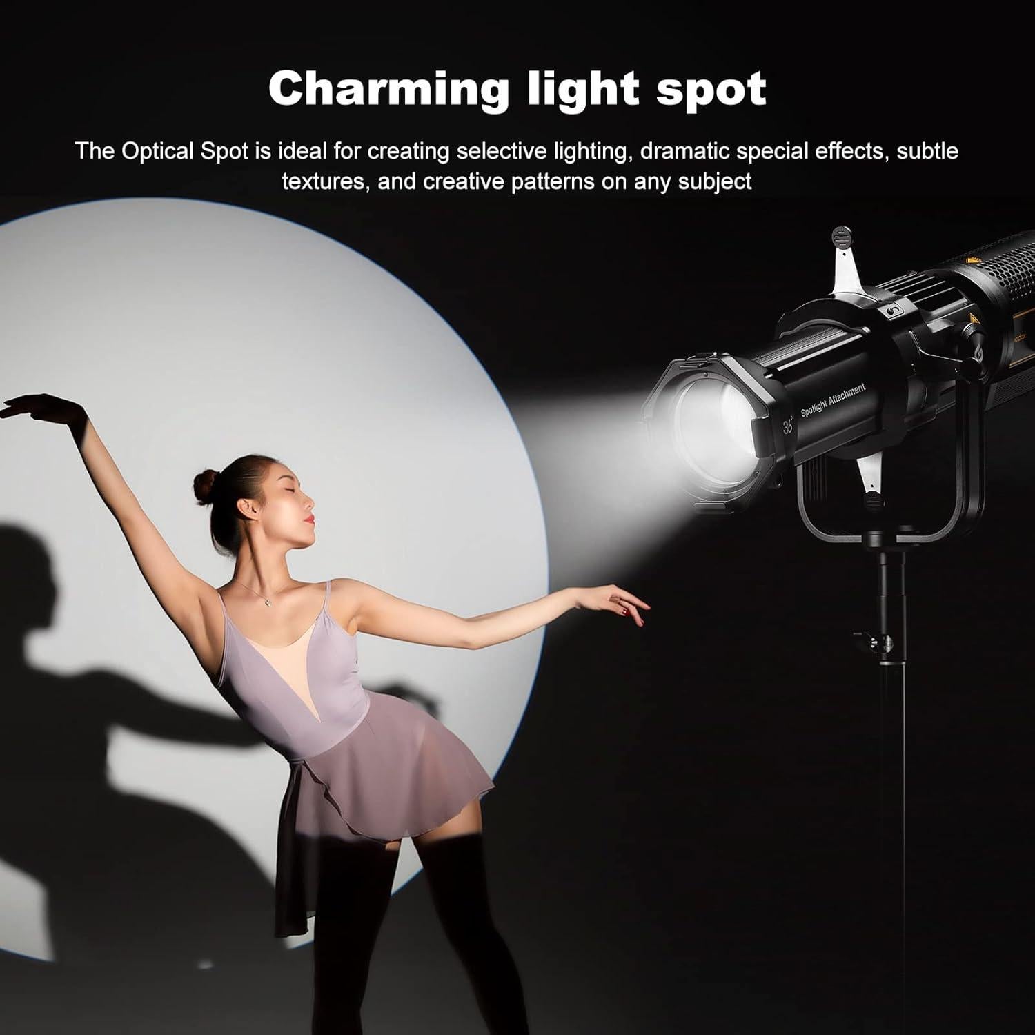 Kit de Accesorios Godox VSA-36K Snoot Cónico 36° con 9 Gobos