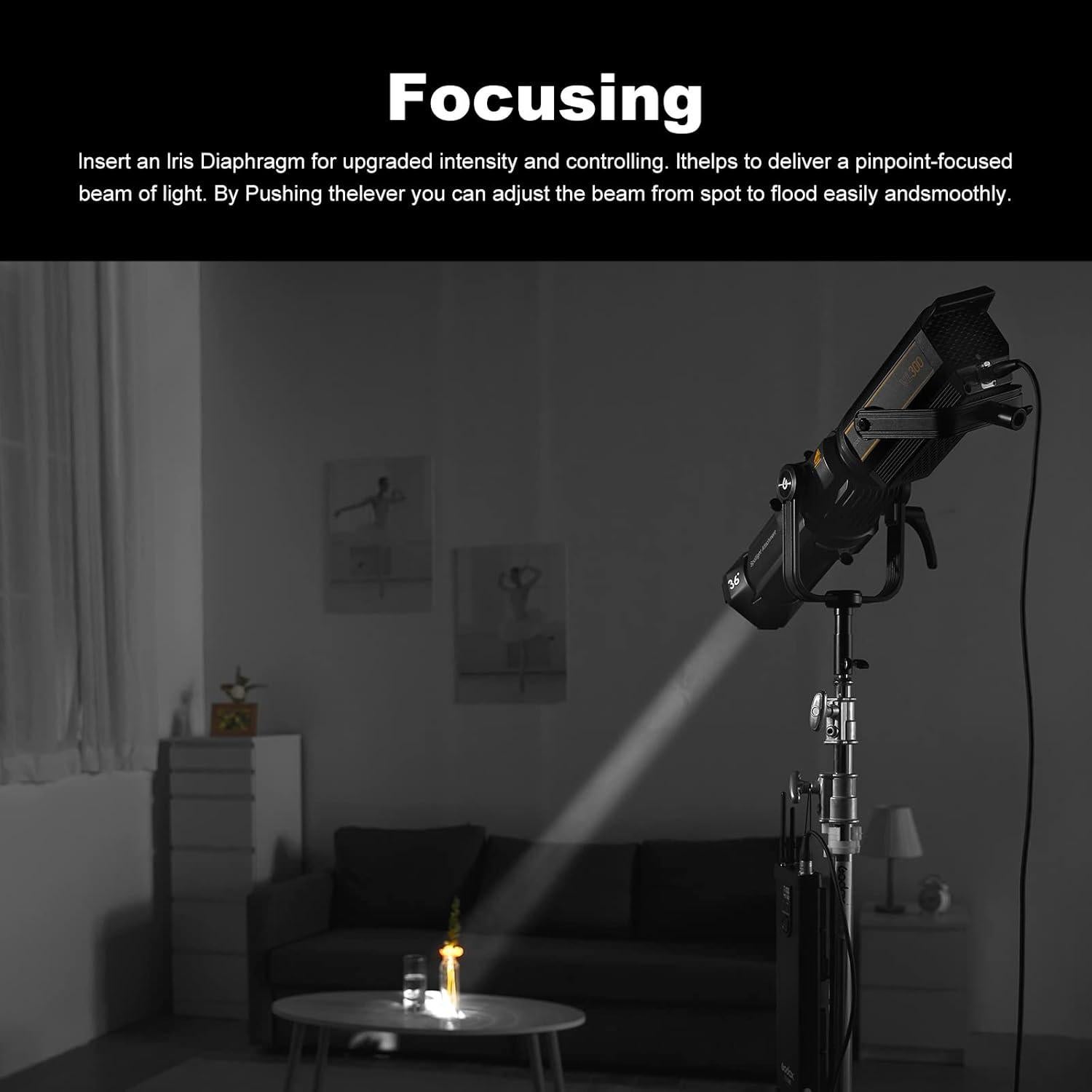 Kit de Accesorios Godox VSA-36K Snoot Cónico 36° con 9 Gobos