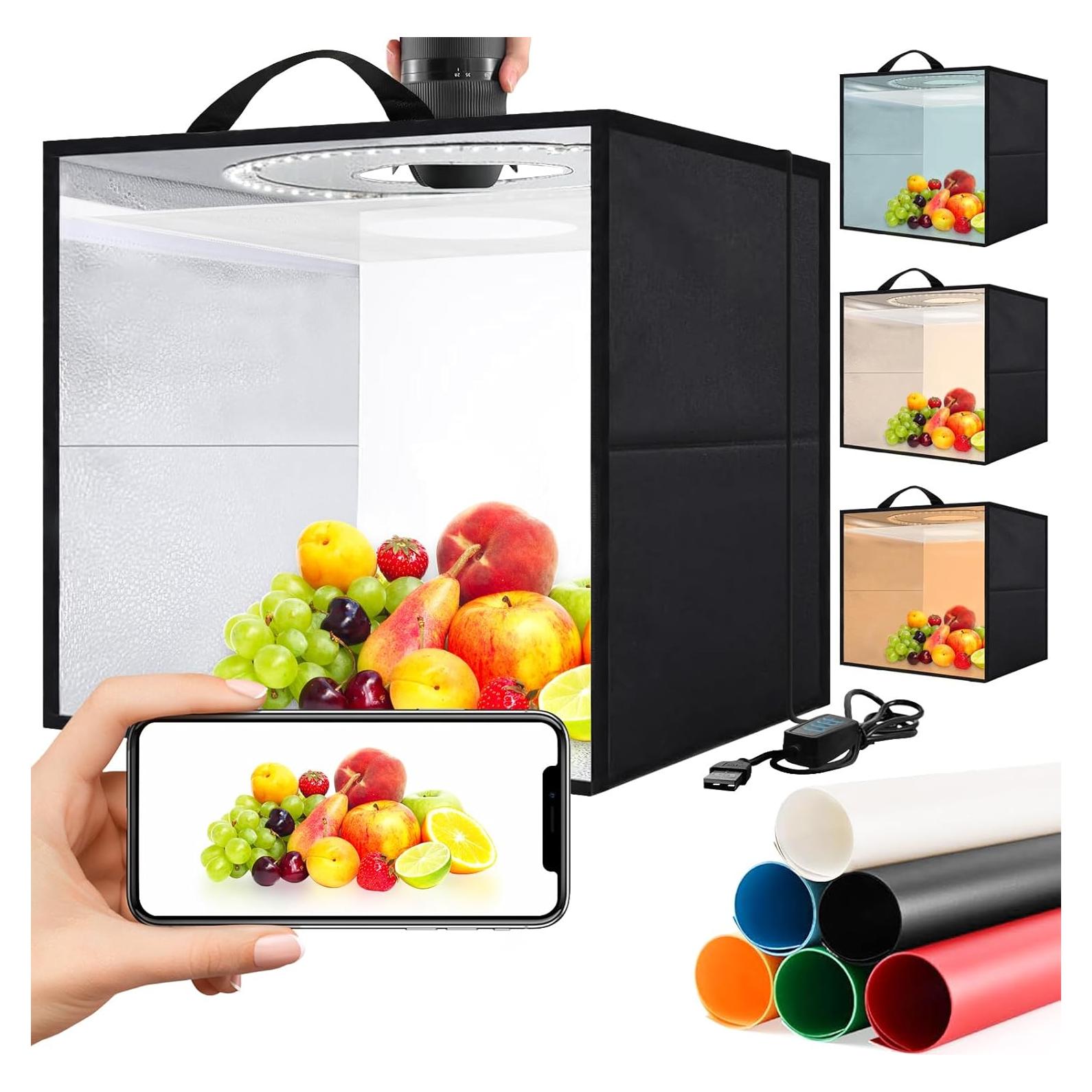 Caja de Luz Fotográfica Heimekite 40x40 cm 120 LED 6 Fondos