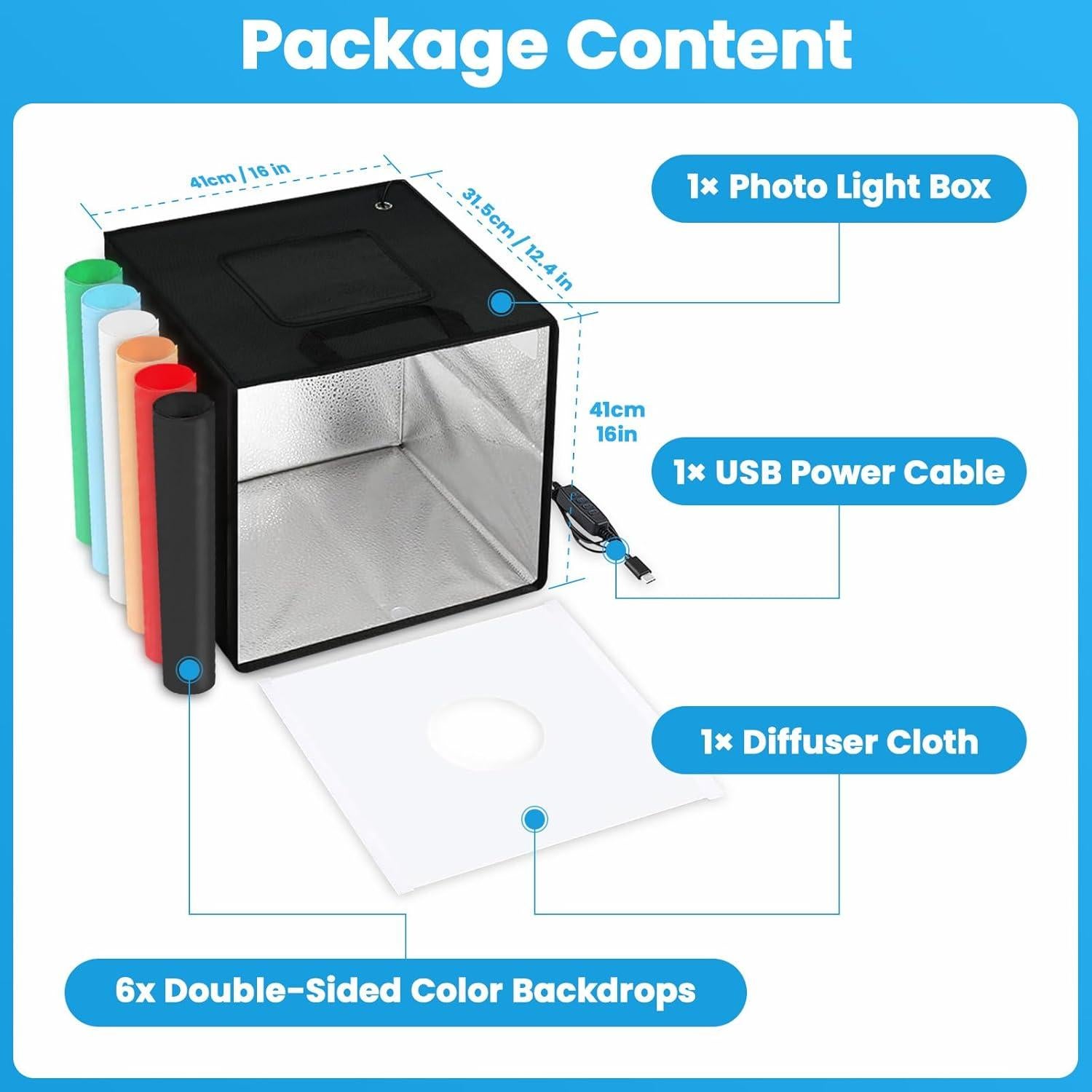 Caja de Luz Fotográfica Heimekite 40x40 cm 120 LED 6 Fondos