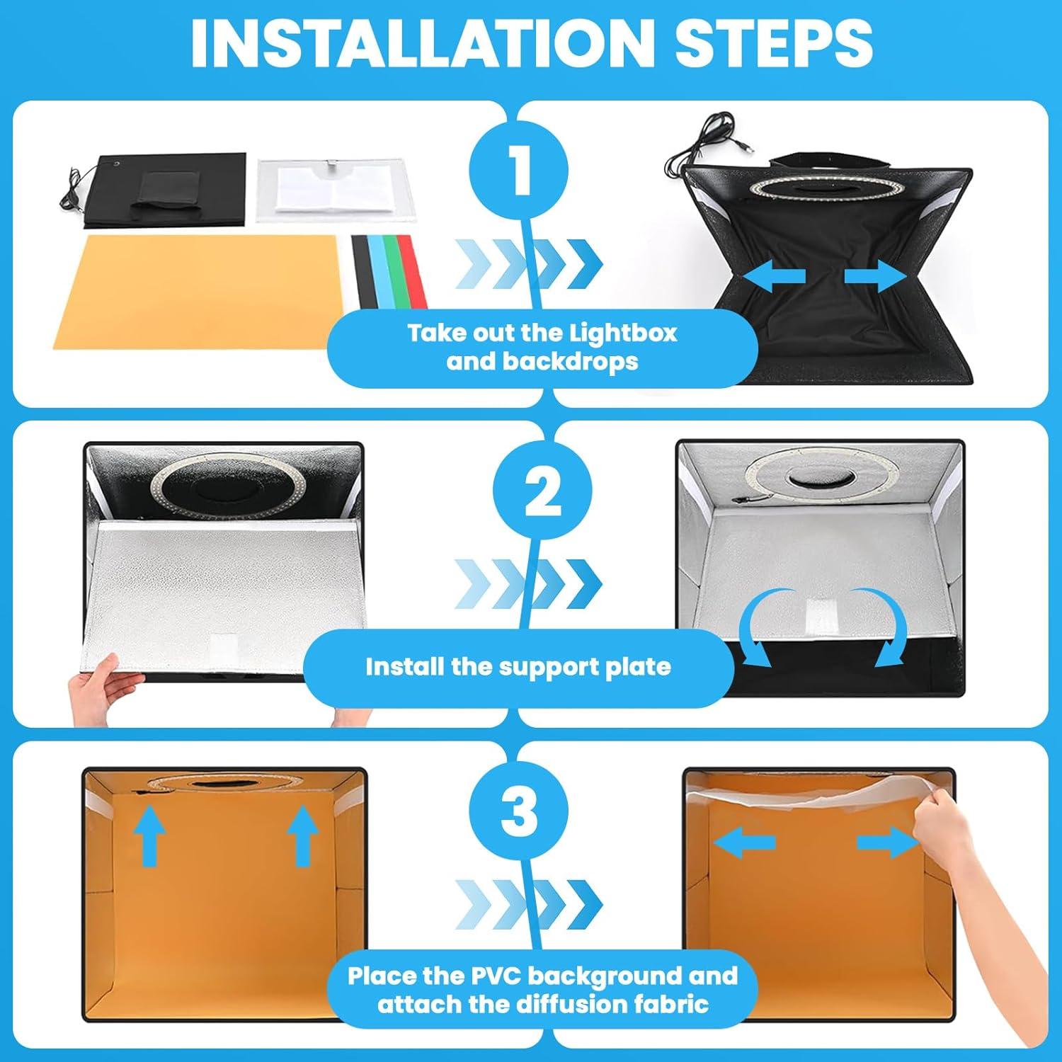 Caja de Luz Fotográfica Heimekite 40x40 cm 120 LED 6 Fondos