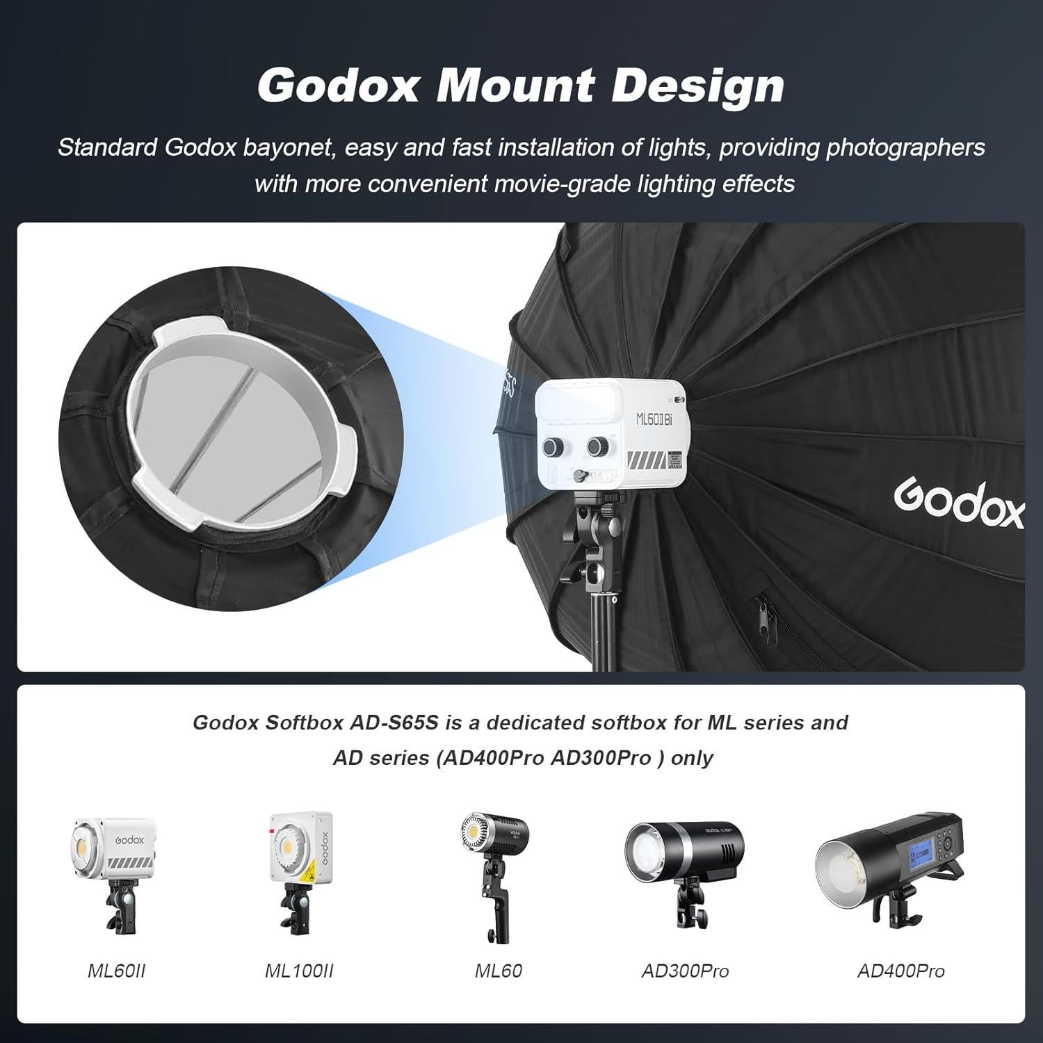 Softbox Godox AD-S65S 65cm con Difusores y Rejilla