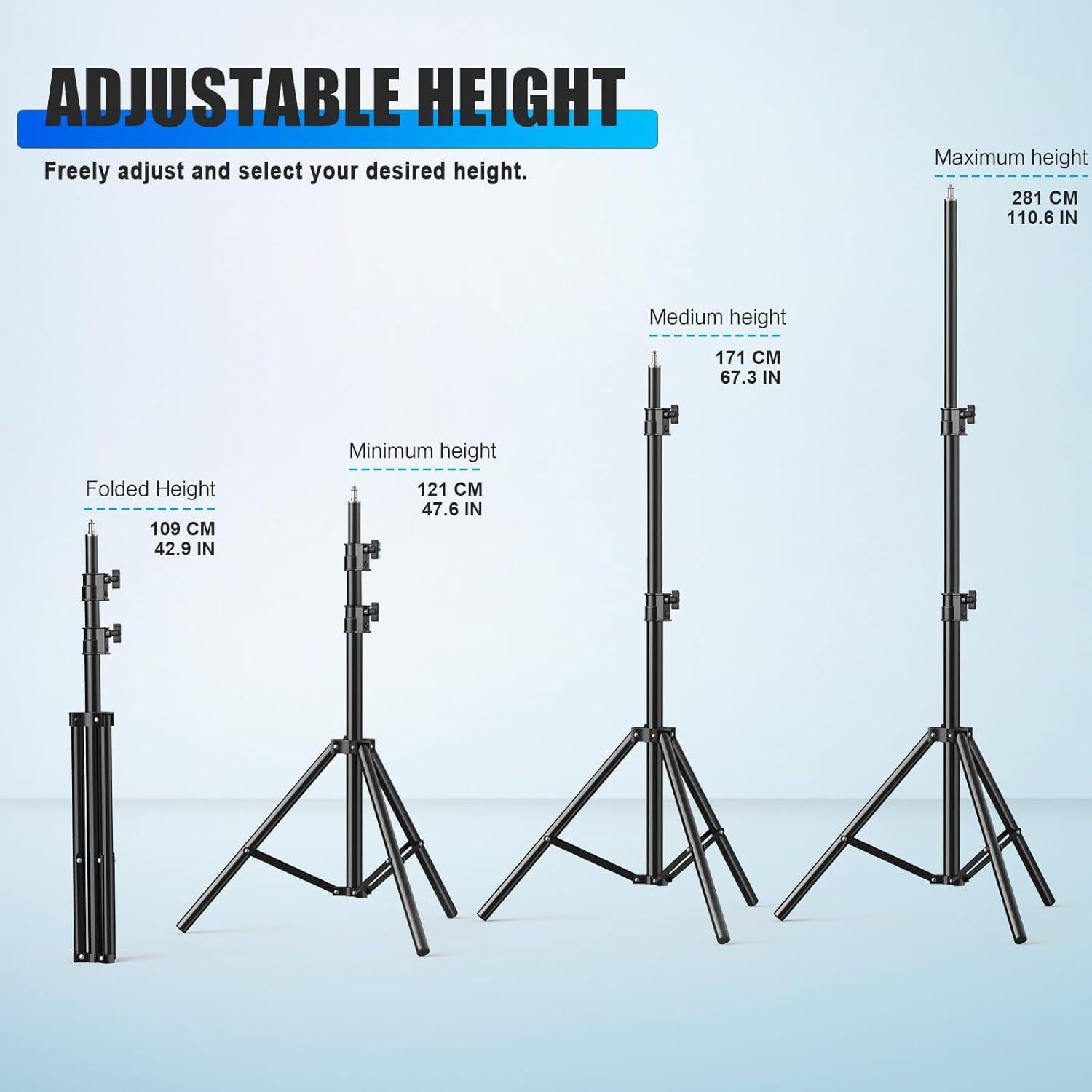 Soporte de Luz Profesional Vallkay 280cm Trípode Metal 8kg