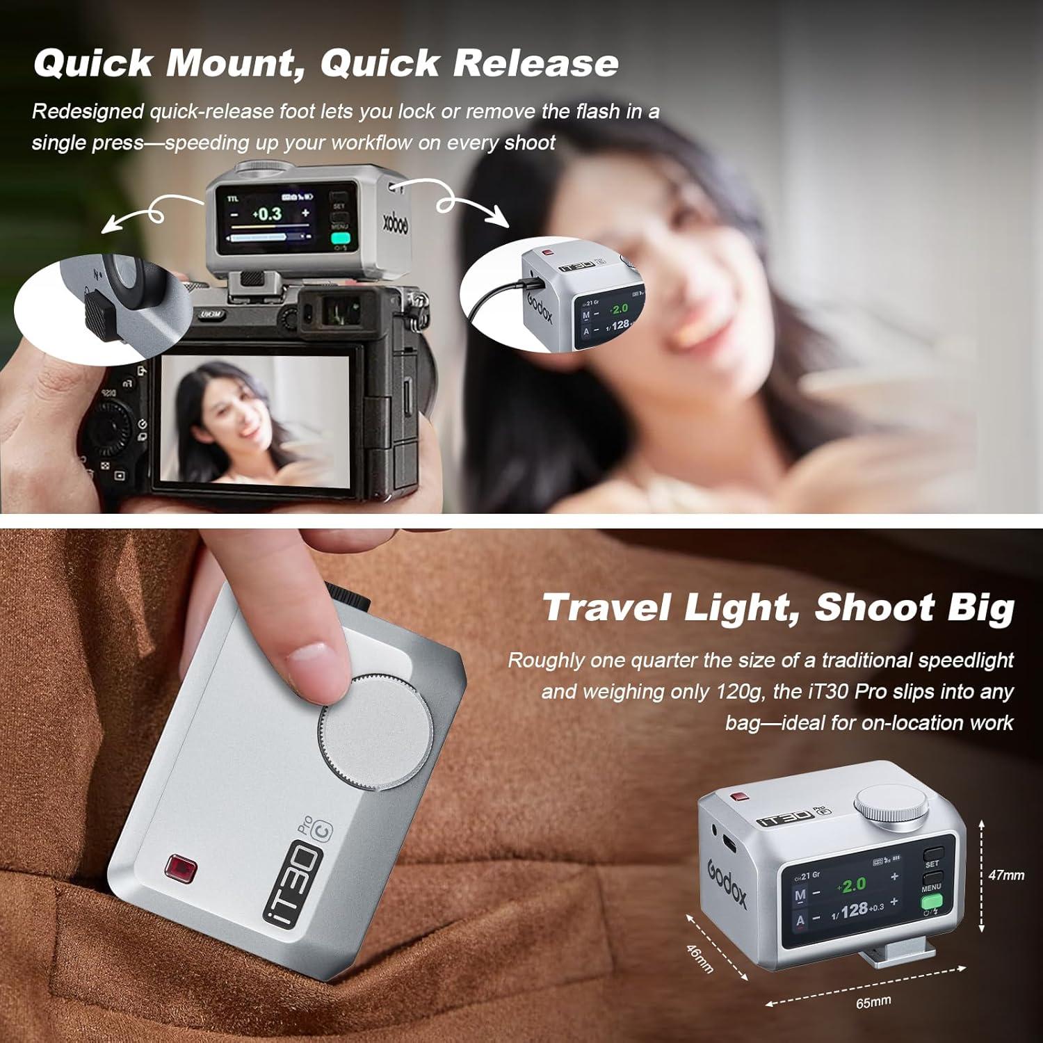 Flash Mini Godox IT30Pro C TTL Portátil con Difusor Blanco