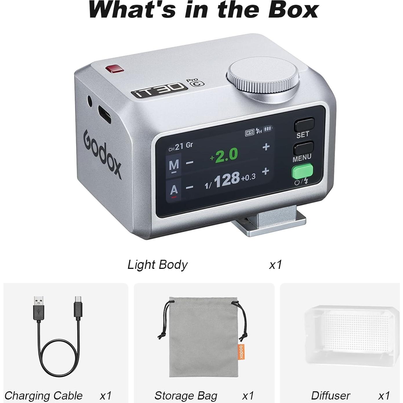 Flash Mini Godox IT30Pro C TTL Portátil con Difusor Blanco