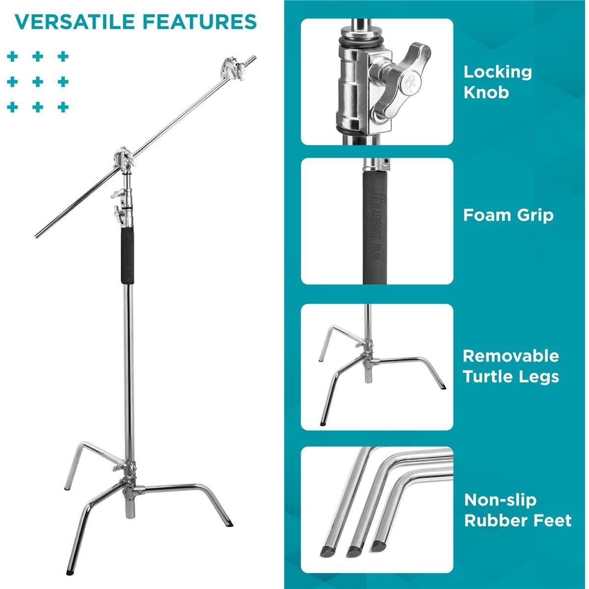 Soporte C Stand Flashpoint 10' con Base de Tortuga y Brazo 101.6 cm