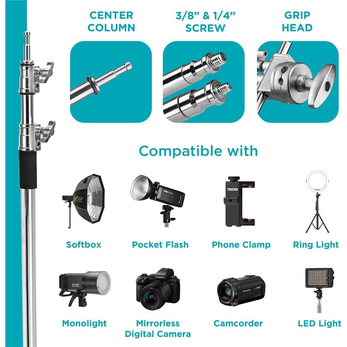 Soporte C Stand Flashpoint 10' con Base de Tortuga y Brazo 101.6 cm