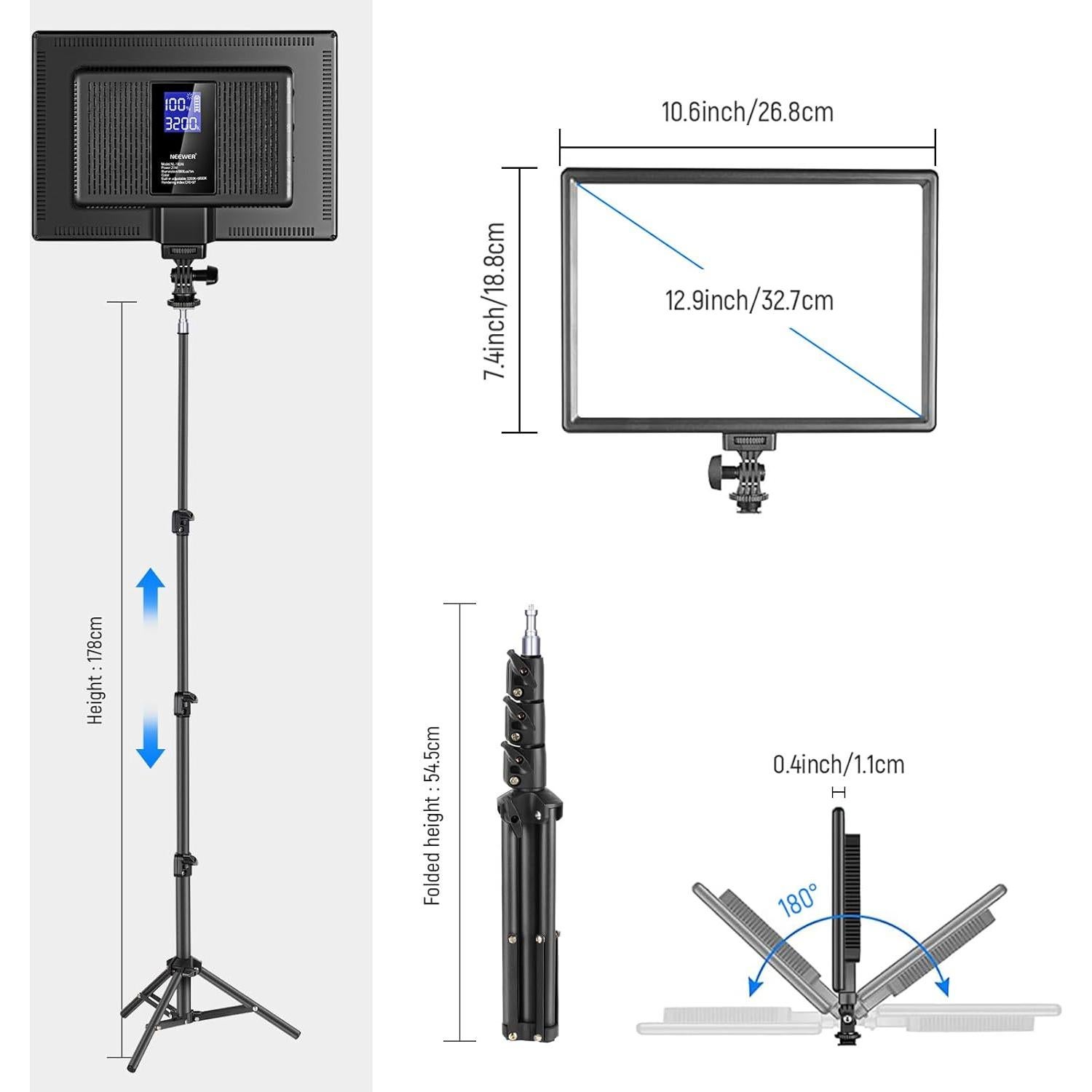 Panel de Luz LED Bi Color NEEWER NL-192AI 3200-5600K 2400Lux