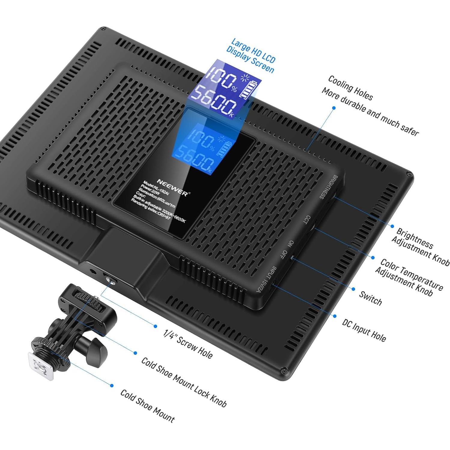 Panel de Luz LED Bi Color NEEWER NL-192AI 3200-5600K 2400Lux