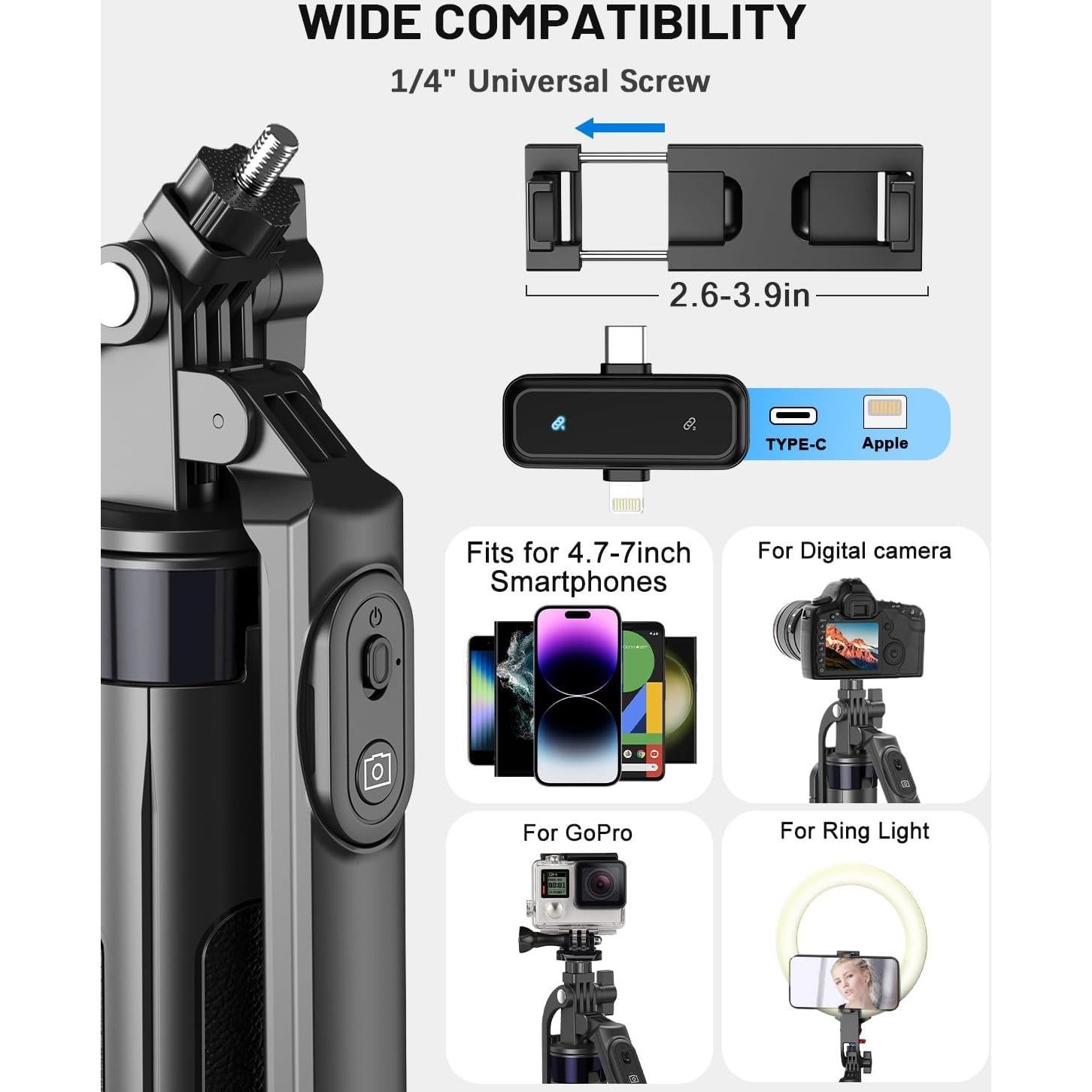 Kit de Vlogging Completo para iPhone/Android con Trípode 180 cm
