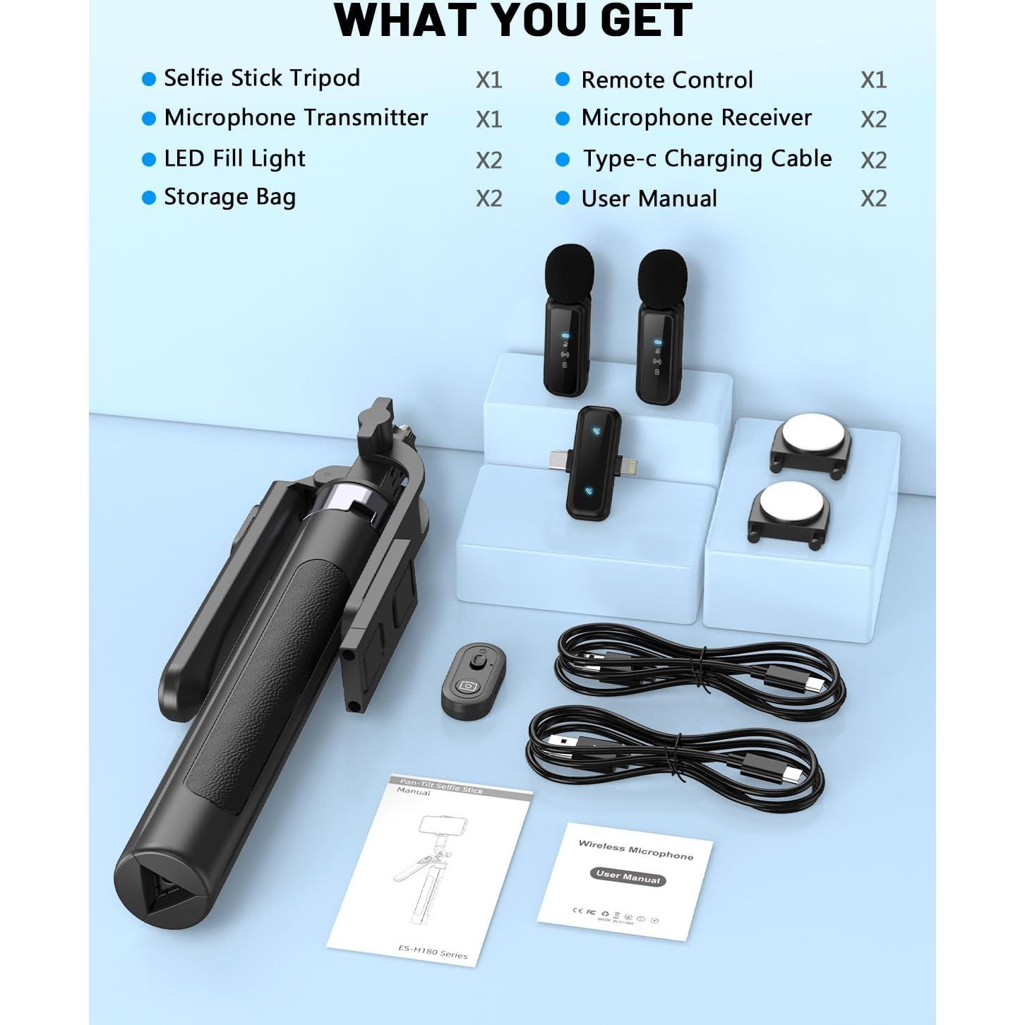Kit de Vlogging Completo para iPhone/Android con Trípode 180 cm