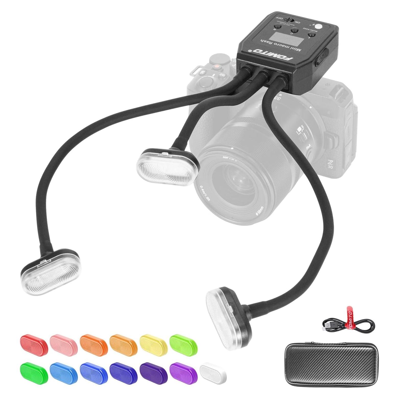 FOMITO Luz Flash Macro LED Flexible con 13 Filtros y USB