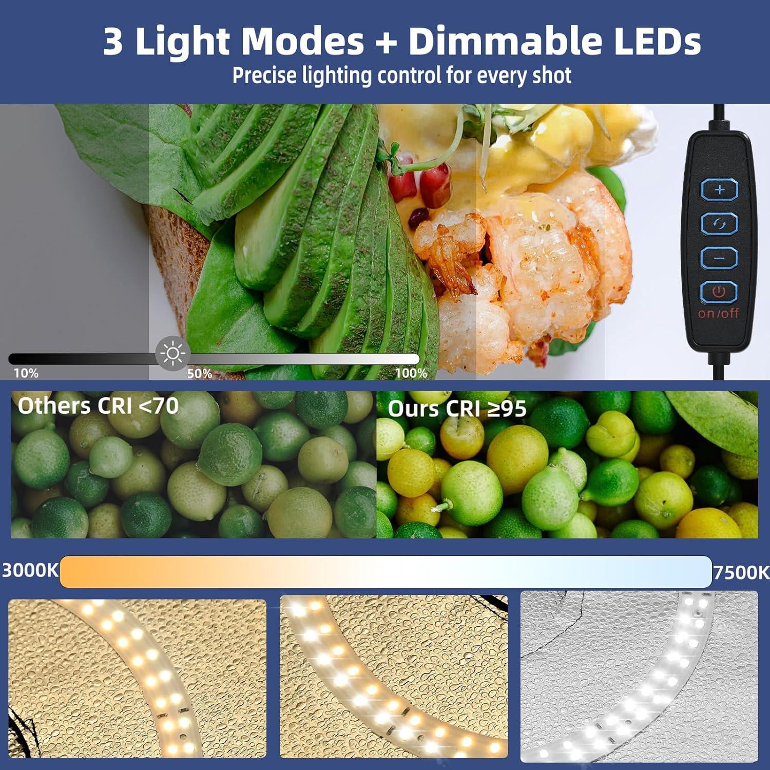 Caja de Luz Portátil Yanuoda 30x30cm con 120 LEDs y 6 Fondos