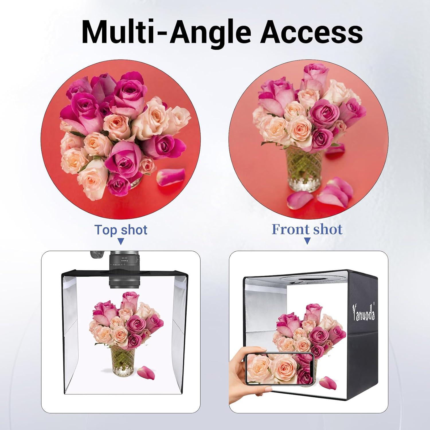 Caja de Luz Portátil Yanuoda 30x30cm con 120 LEDs y 6 Fondos