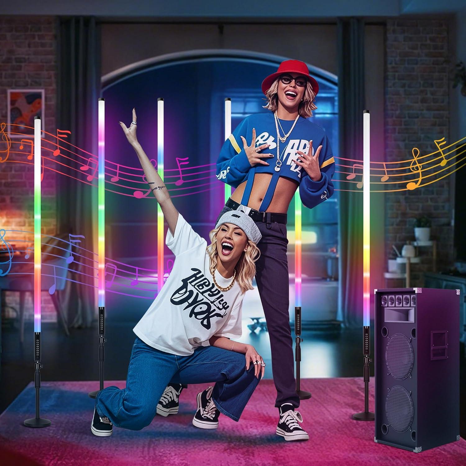 6 Pack Luces de Tubo RGB Inalámbricas TAOXIRGB 4ft 4800mAh