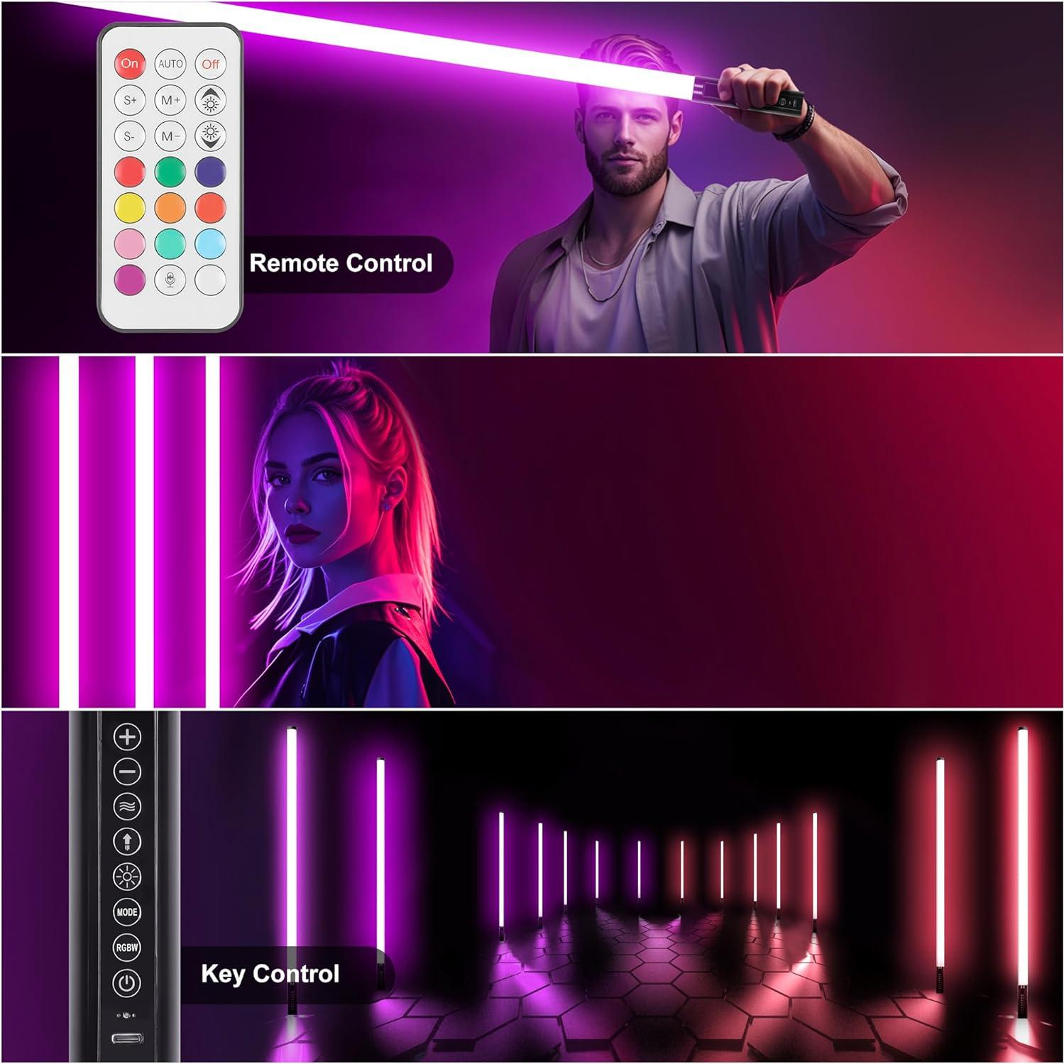 6 Pack Luces de Tubo RGB Inalámbricas TAOXIRGB 4ft 4800mAh