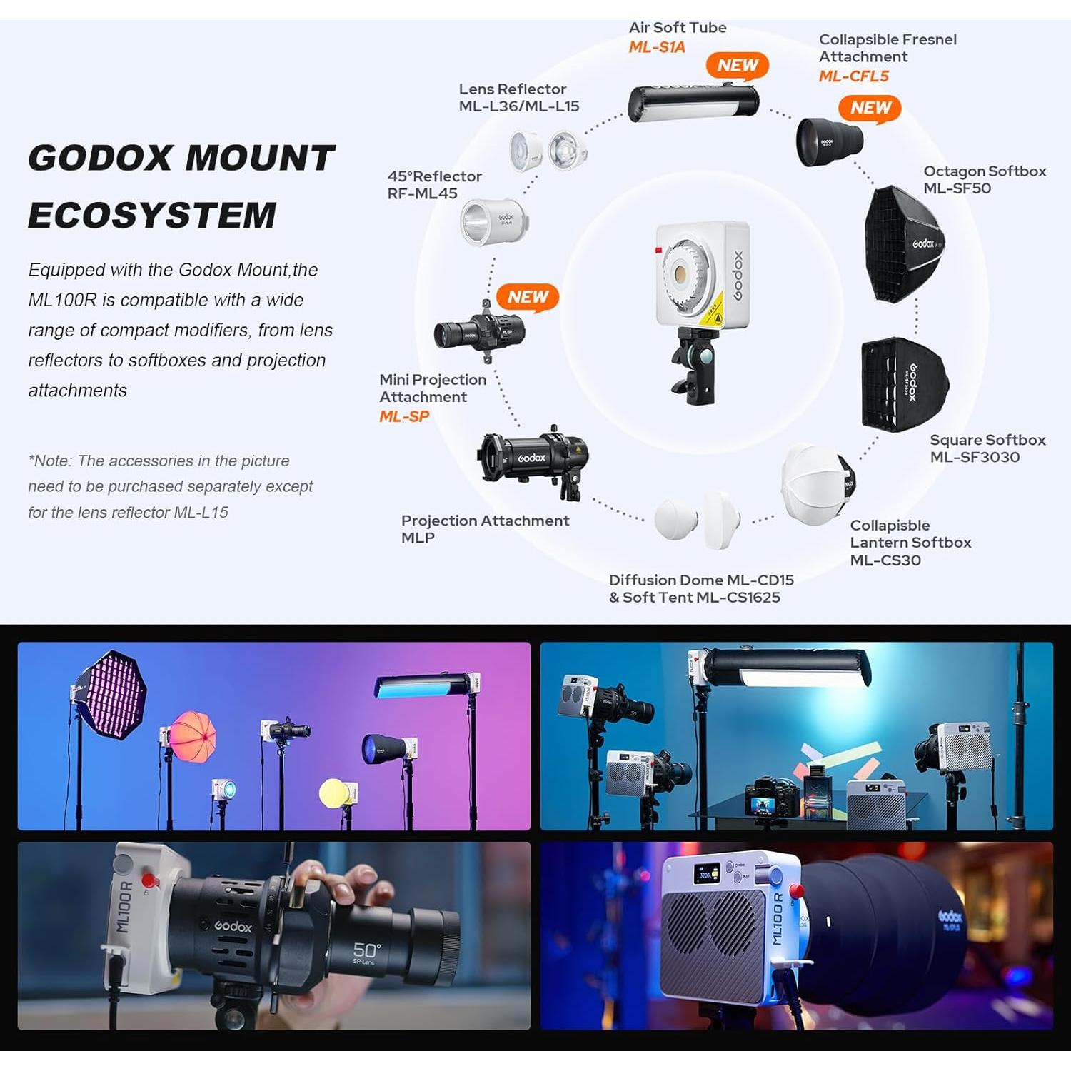 Luz LED Godox ML100R RGB 110W para Video con Bolsa